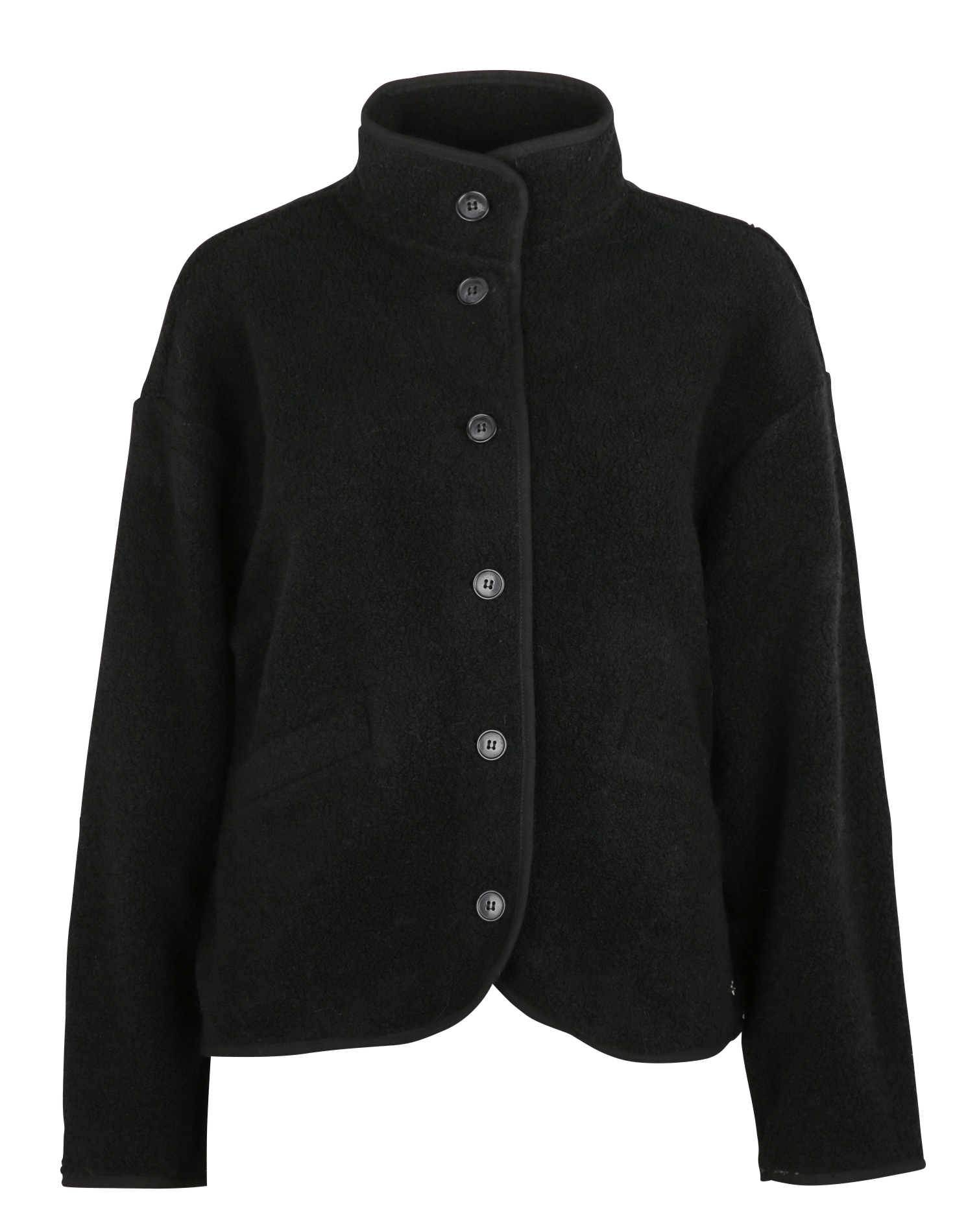 Veste à col montant en maille bouclette  DES PETITS HAUTS Noir