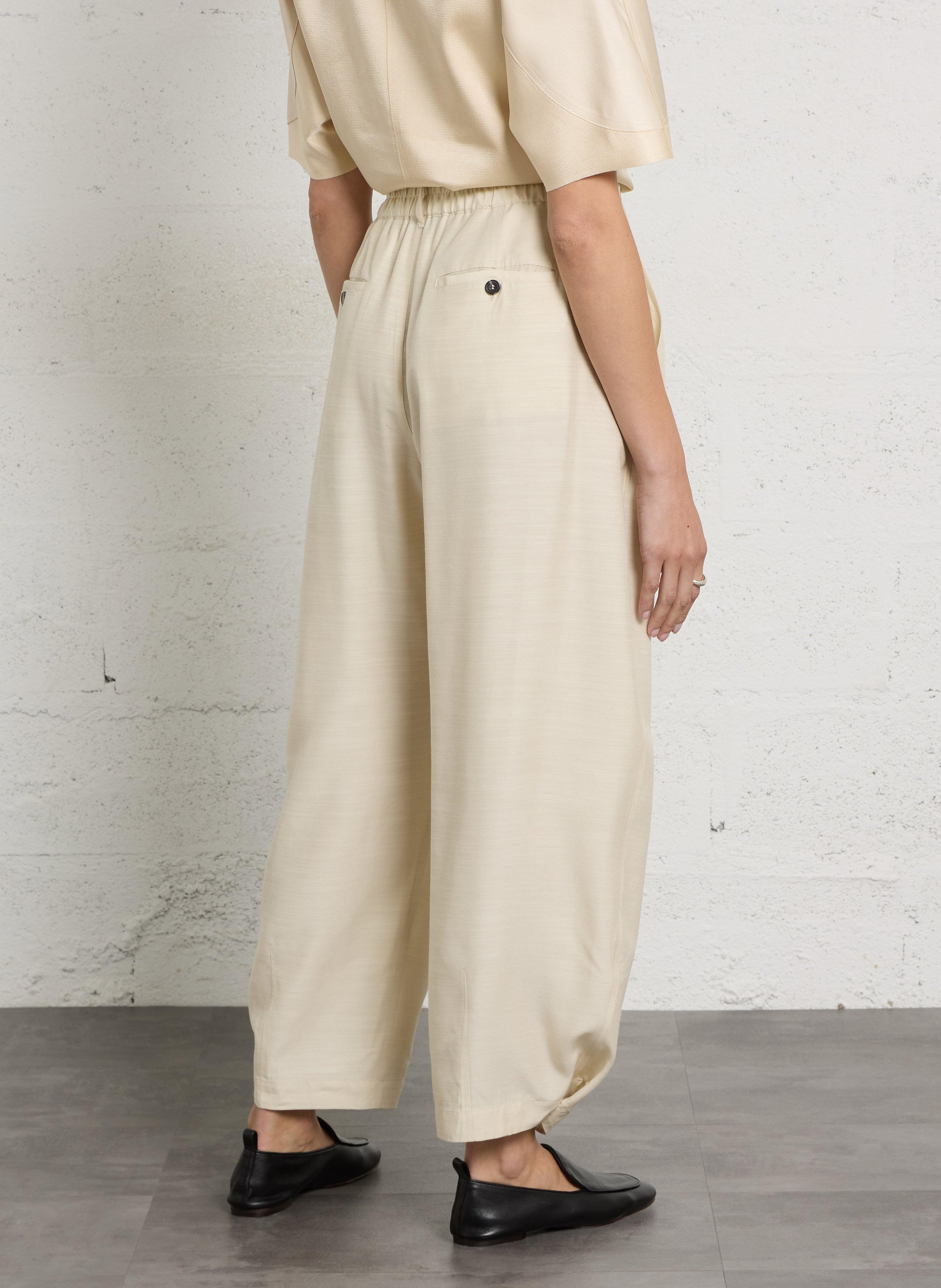 Pantalon large jambes arrondies SOEUR Beige