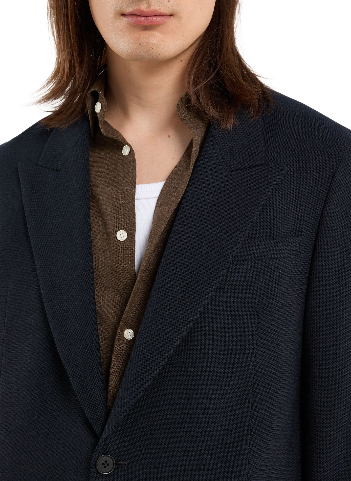 Single-color straight fit wool suit jacket SAISON 1865 Blue