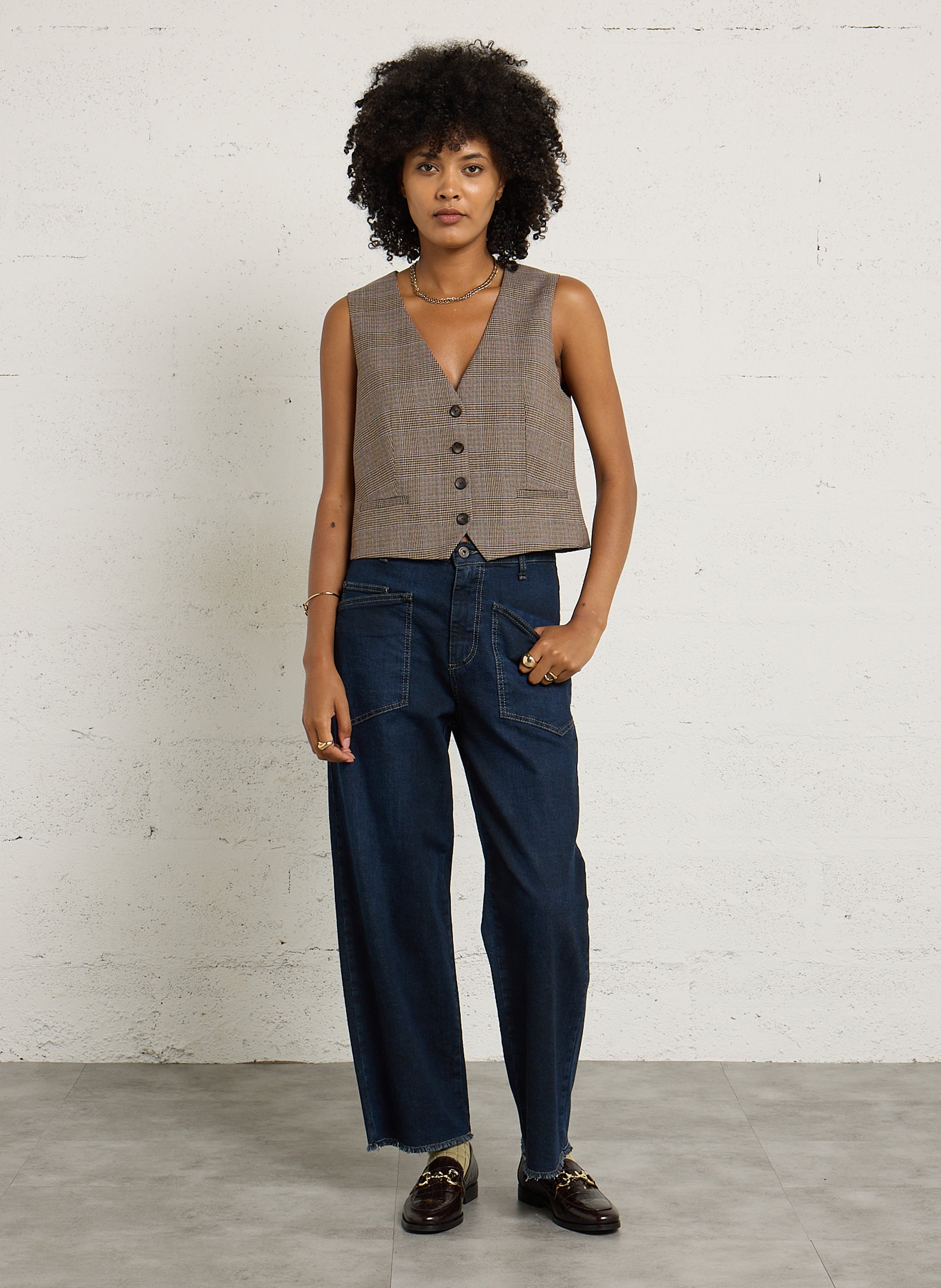 High-rise wide-leg jeans PLEASE Blue
