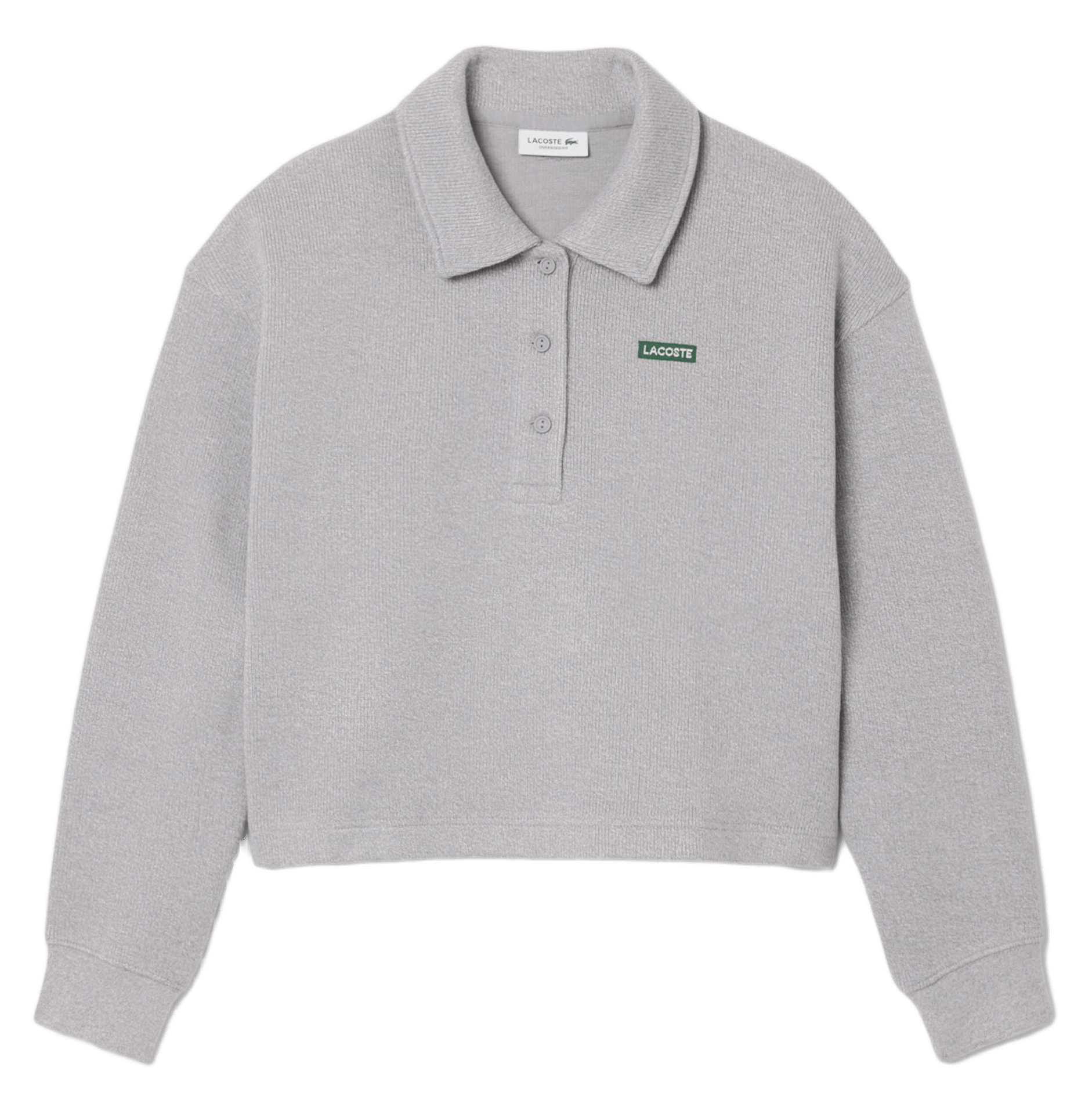 Oversized sweatshirt with ribbed polo collar in blended cotton LACOSTE Grey