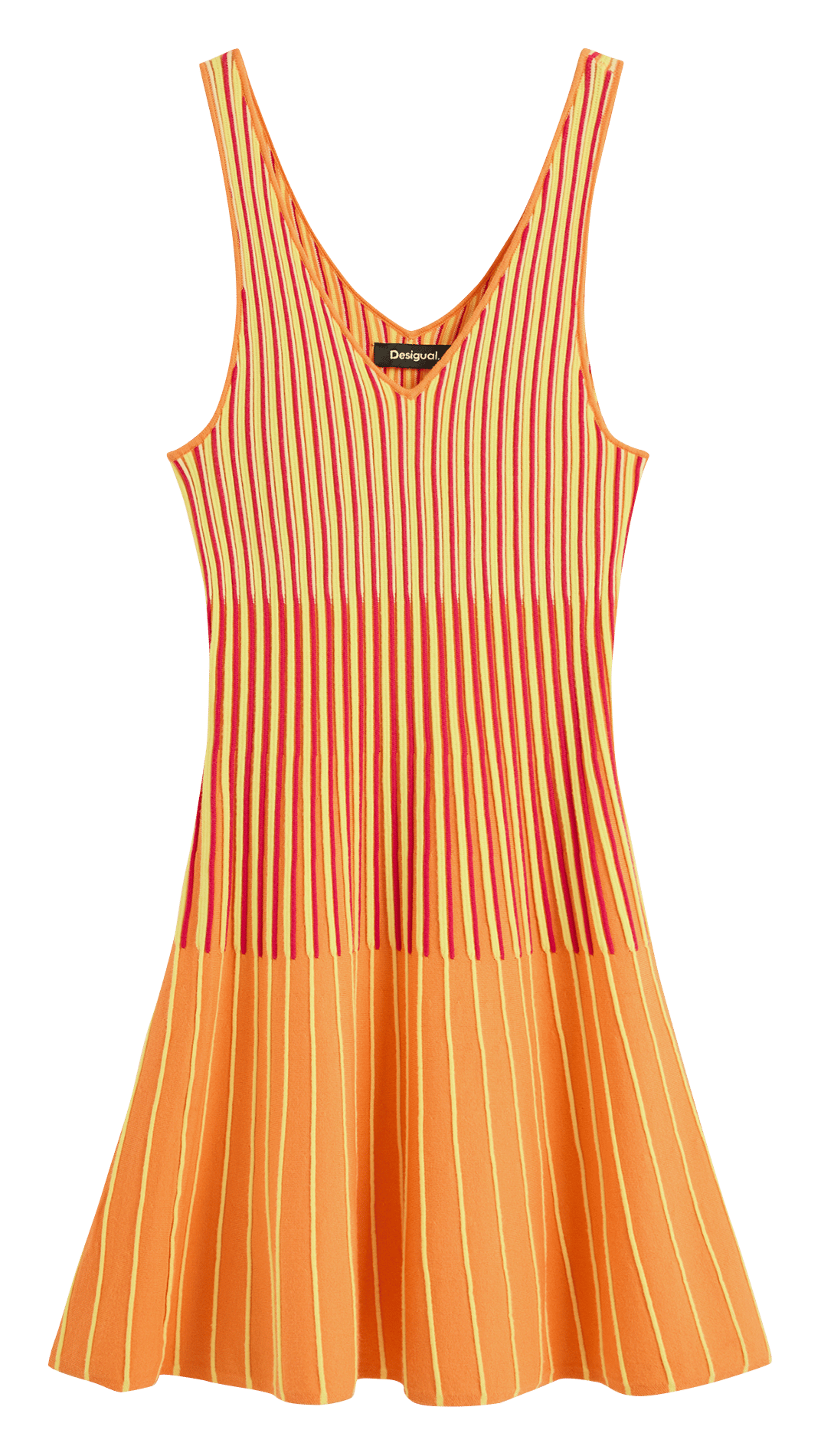 Short flared striped dress DESIGUAL Yellow