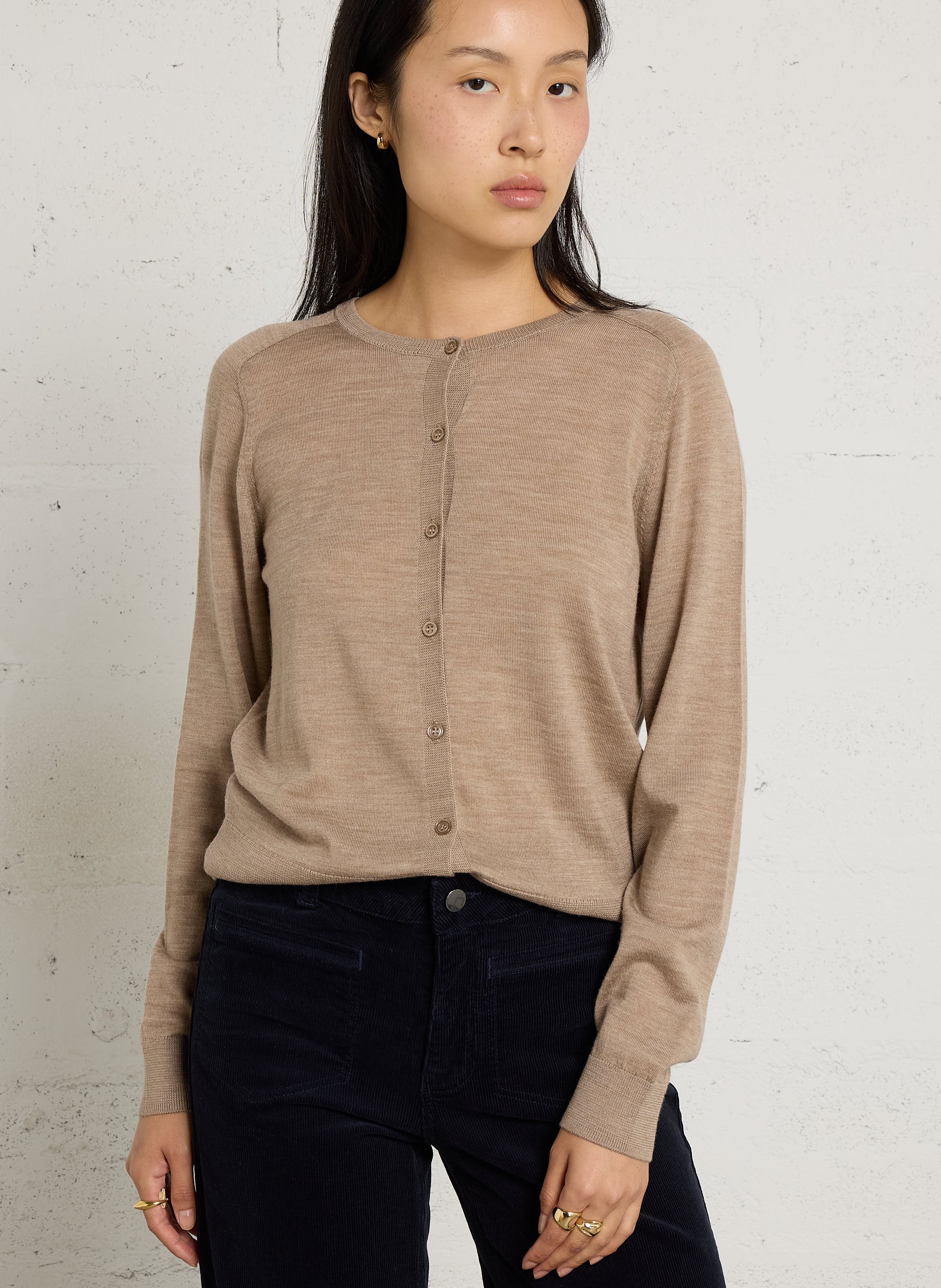 Fine wool cardigan MAISON 123 Brown