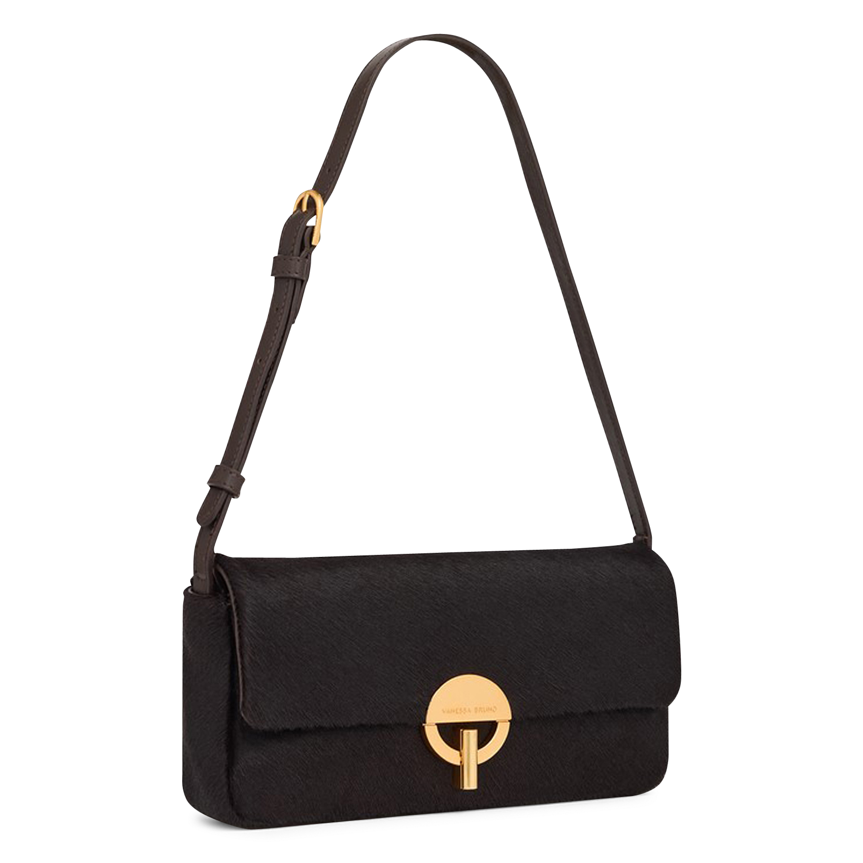 Sac bandoulière à rabat en cuir VANESSA BRUNO Marron