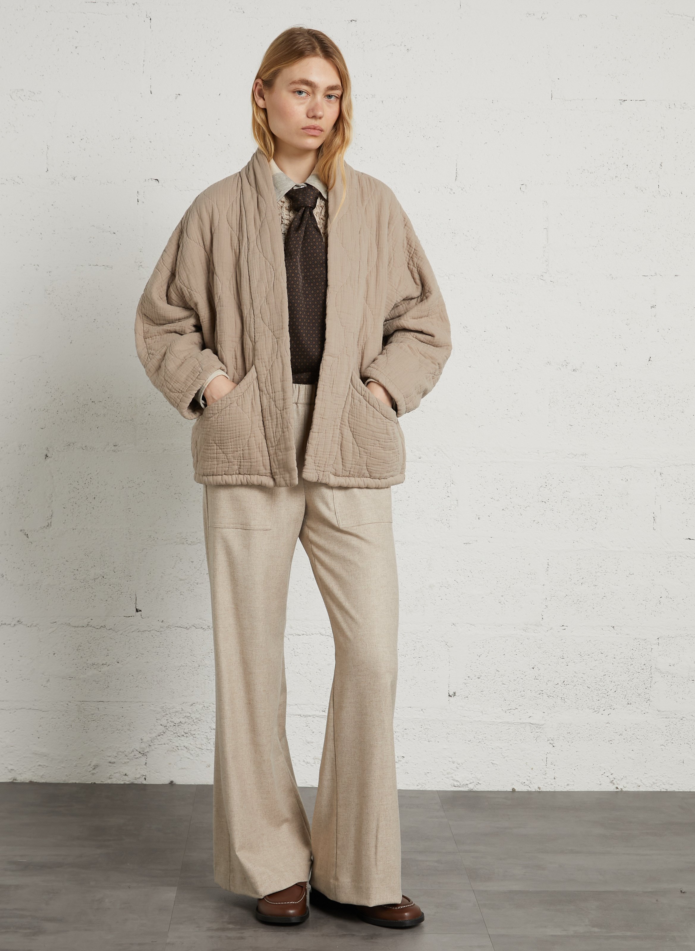 Veste oversize matelassée en coton AOKYANOS Beige
