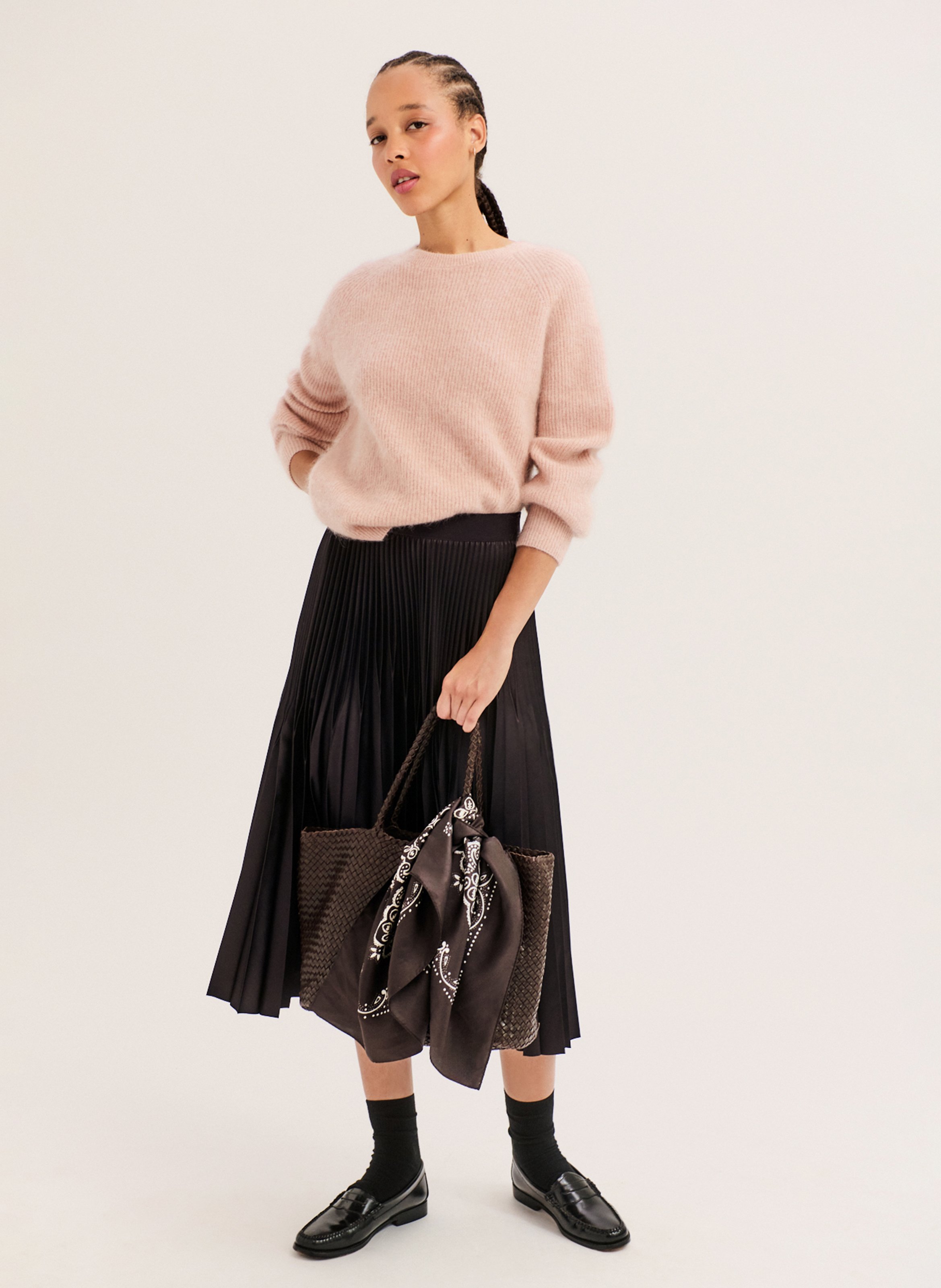 Jupe midi plissée en satin  PABLO Bruin