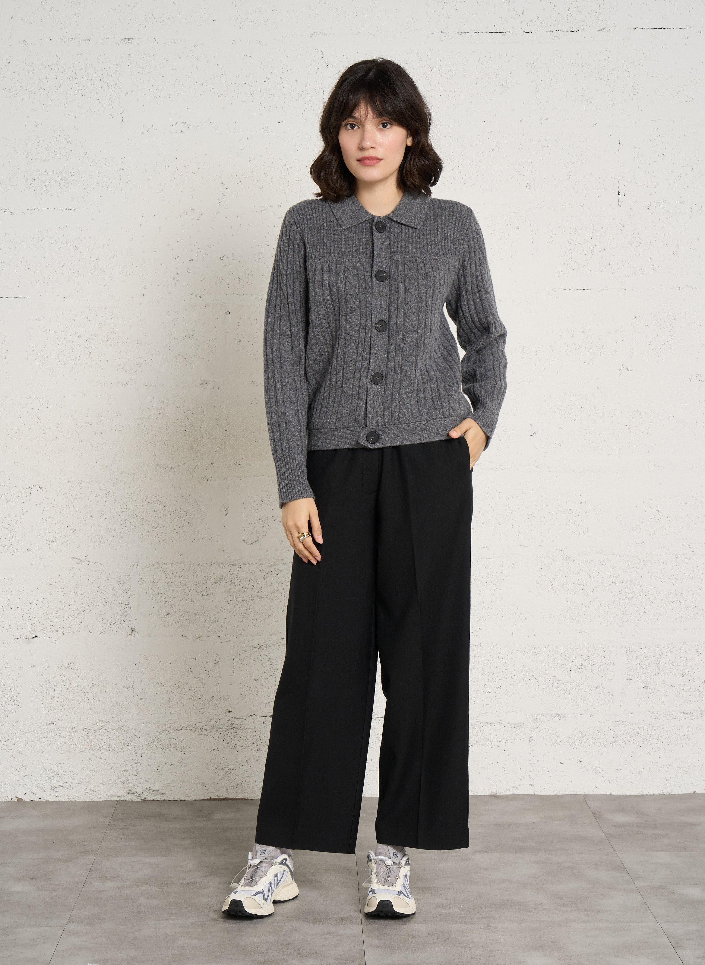 Wool sweater with classic collar MAISON 123 Grey