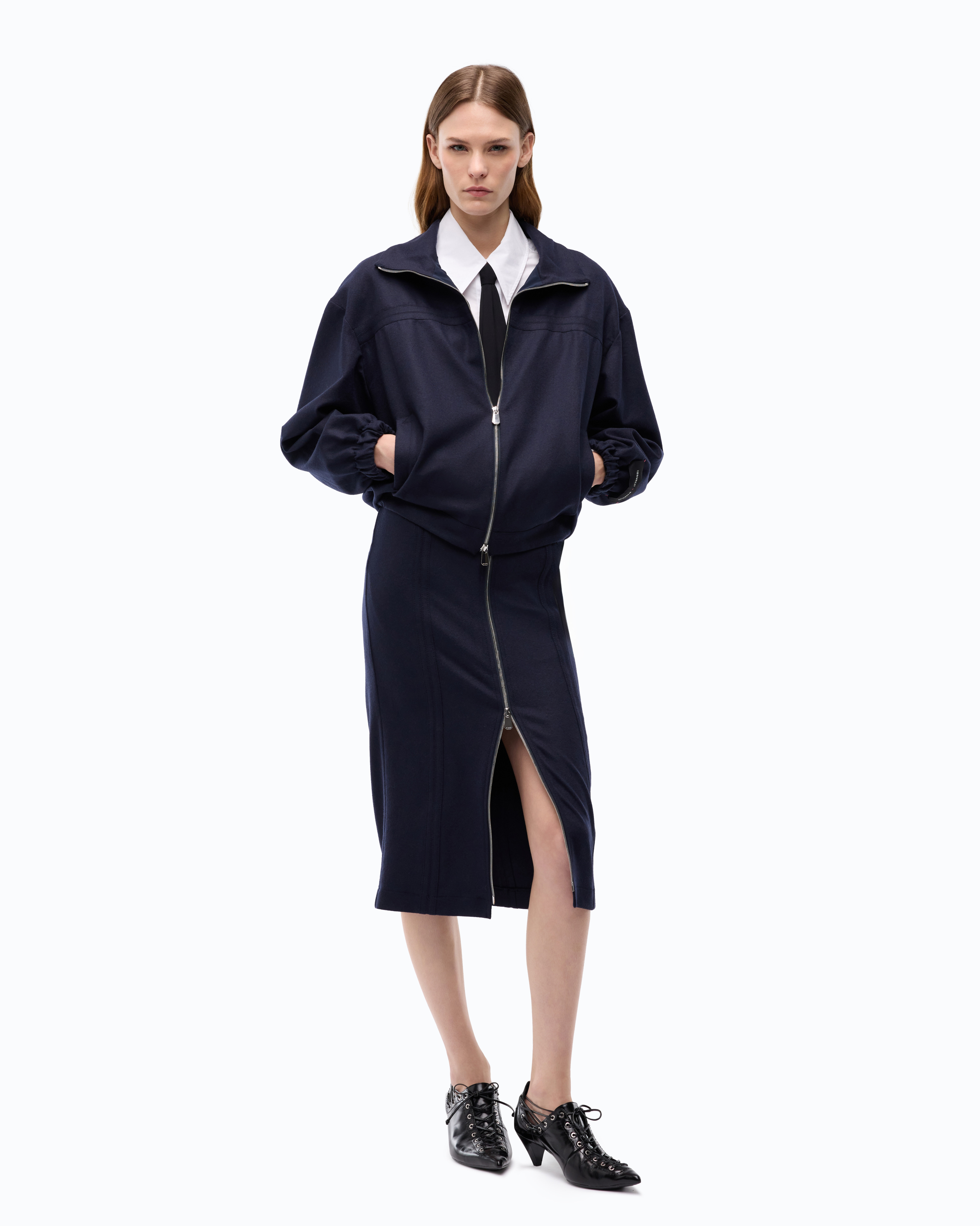 Jupe crayon en flanelle PINKO Bleu