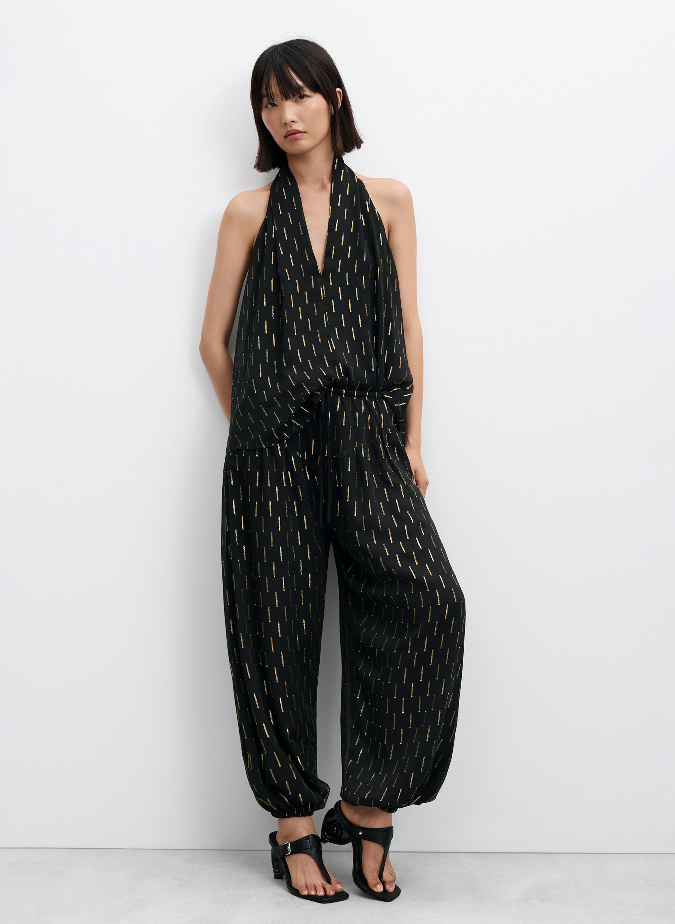 Wijde broek met motiefje DESIGUAL Zwart