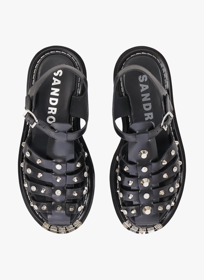 Sandales plateforme clout es en cuir Noir