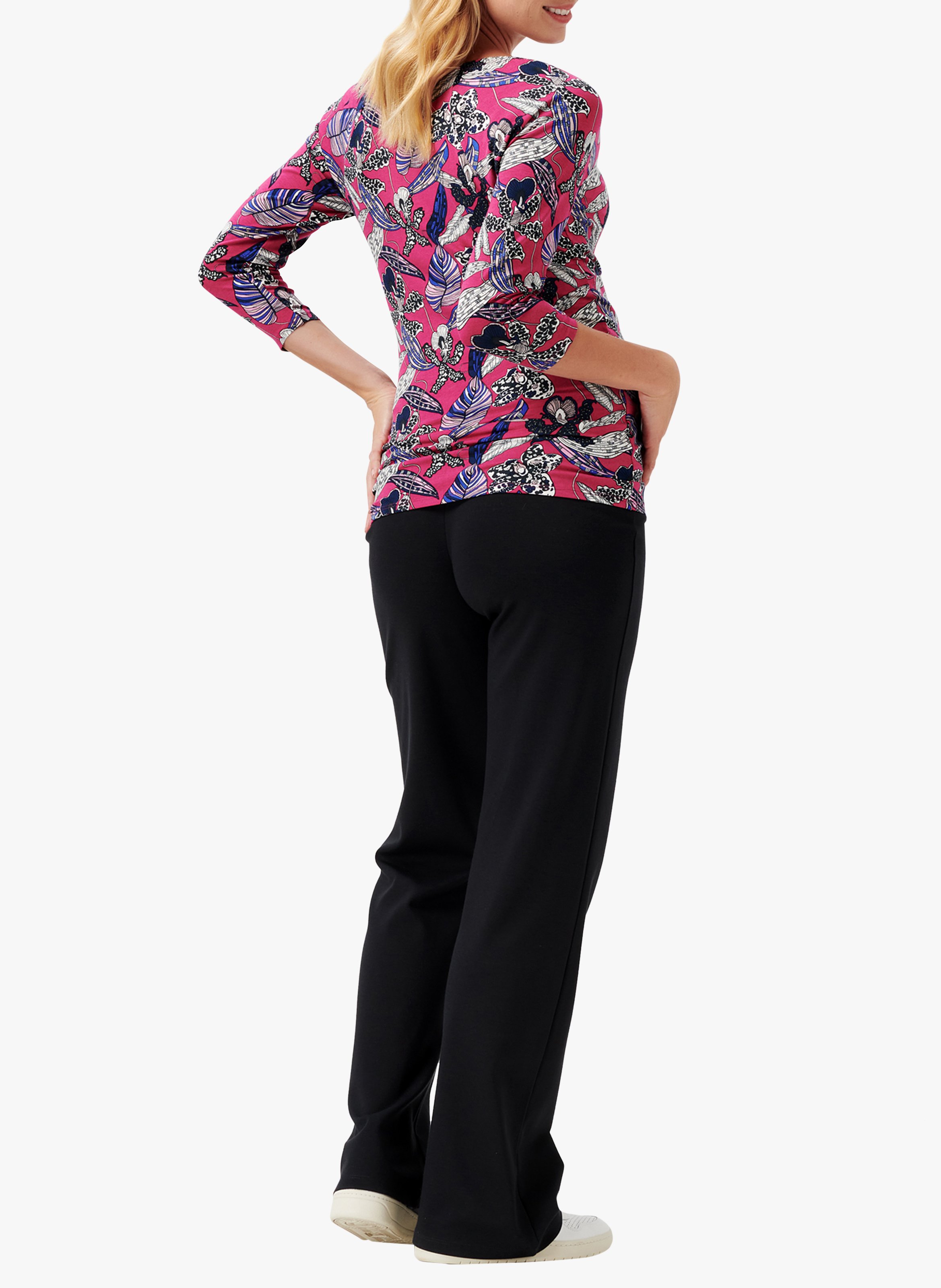 Top col V en viscose imprimée NOPPIES Rose