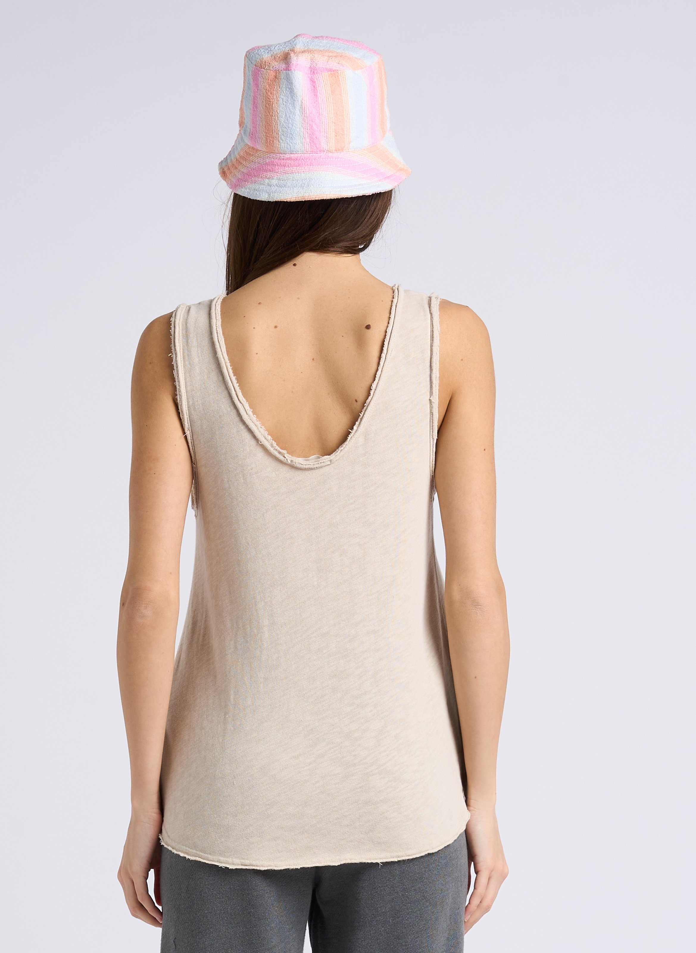 Rechte, katoenen singlet met ronde hals AMERICAN VINTAGE Beige