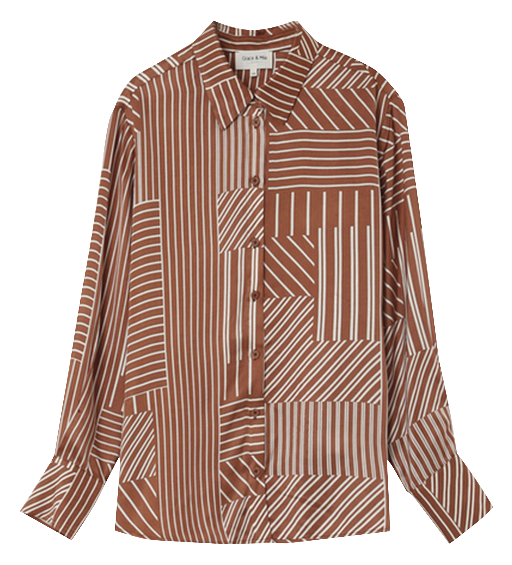 Blouse met klassieke kraag Bruin