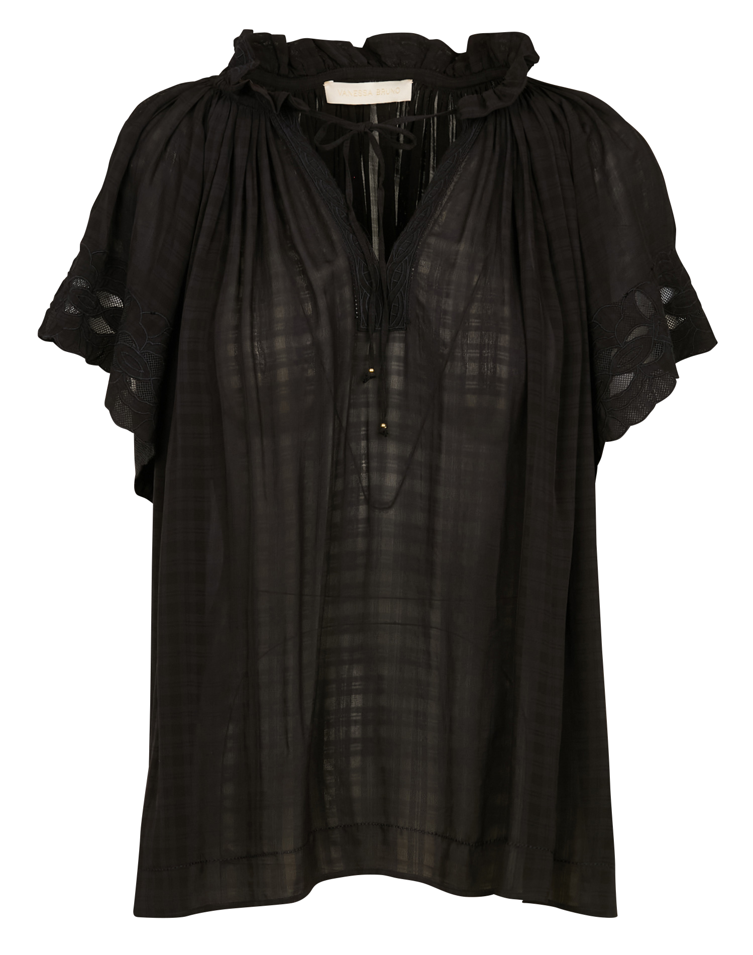 Blouse met ronde hals in jacquard VANESSA BRUNO Zwart