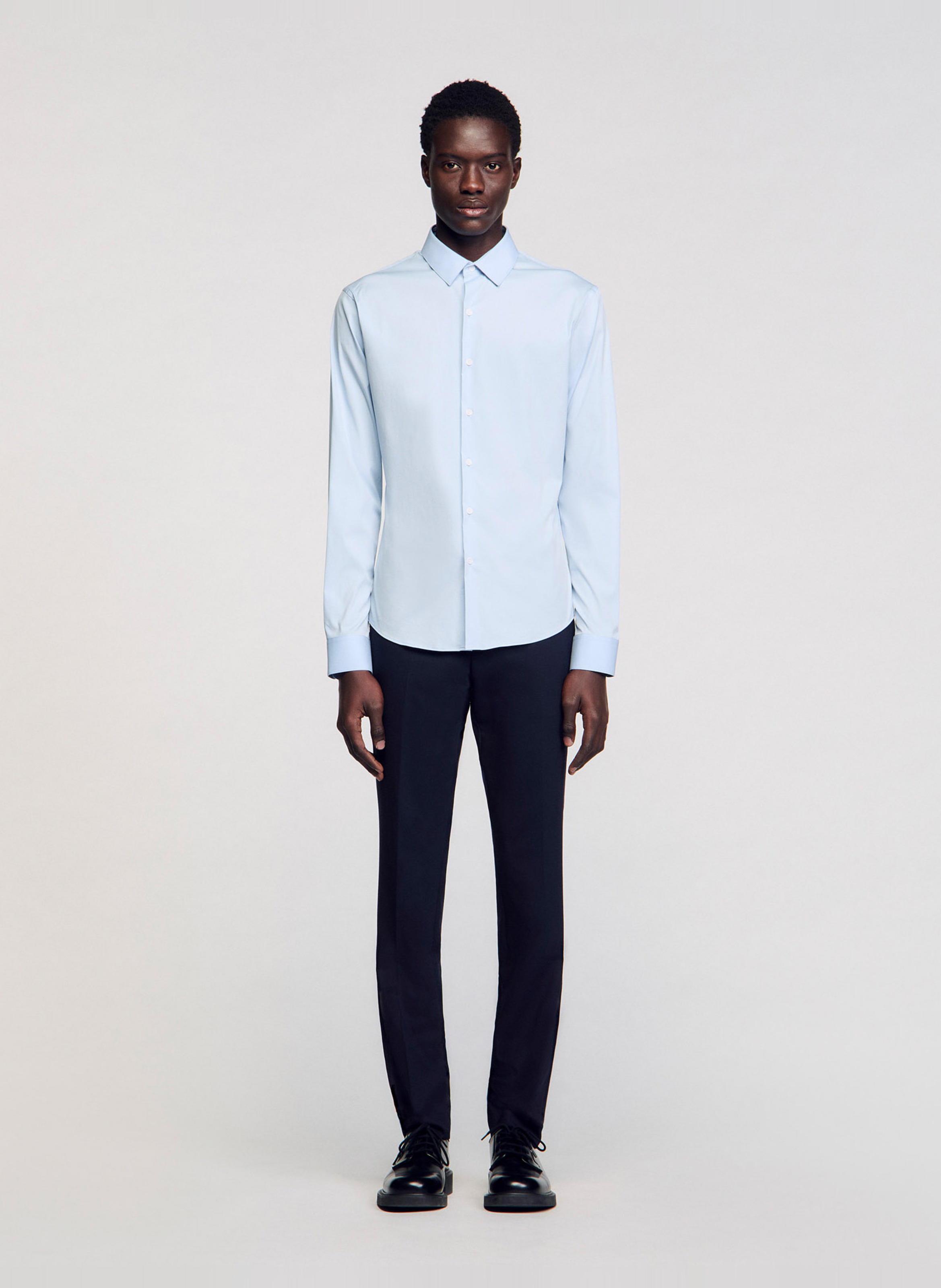 Chemise slim-fit en coton stretch Bleu