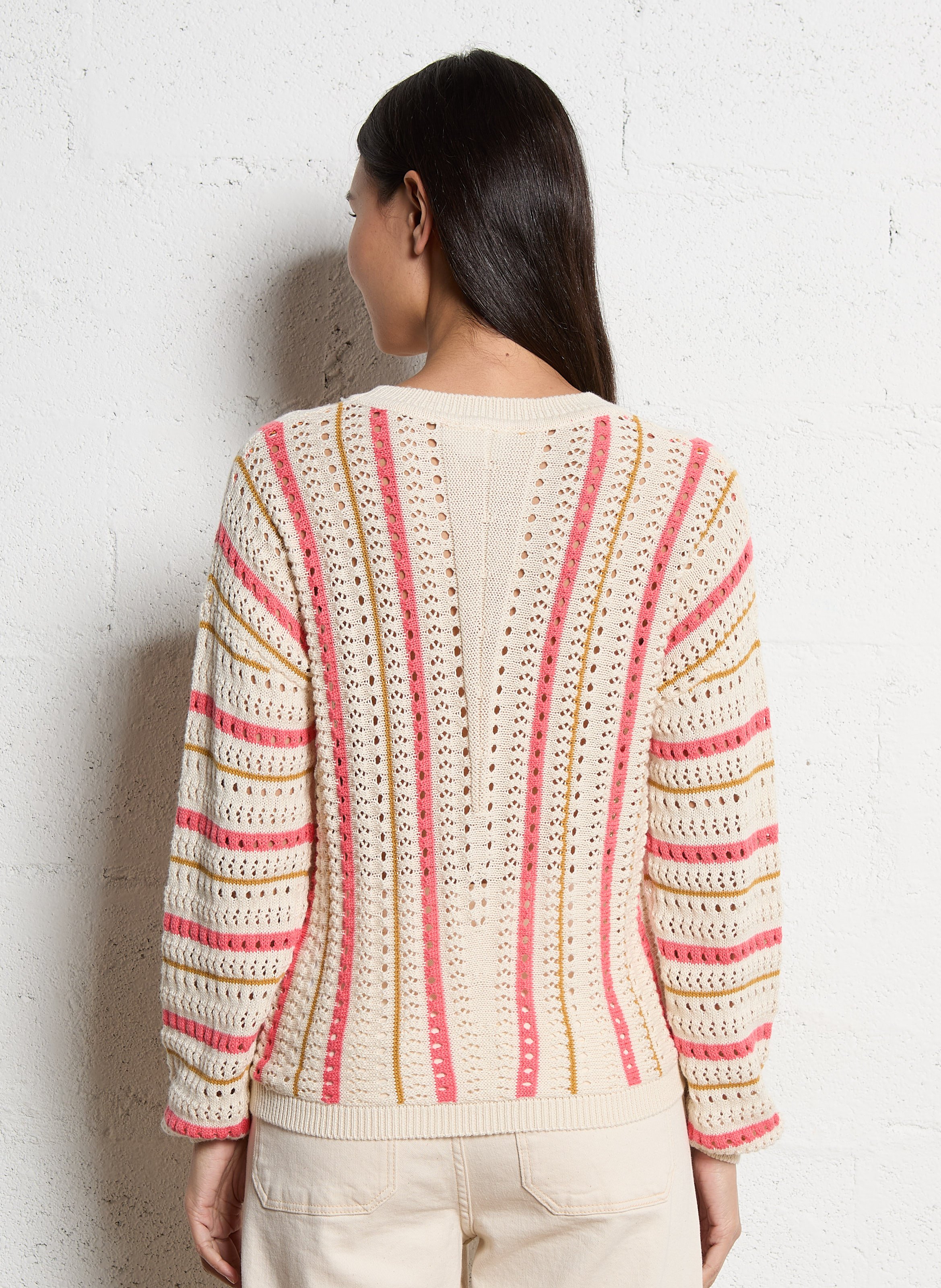 Pull col rond en coton mélangé VILA Beige