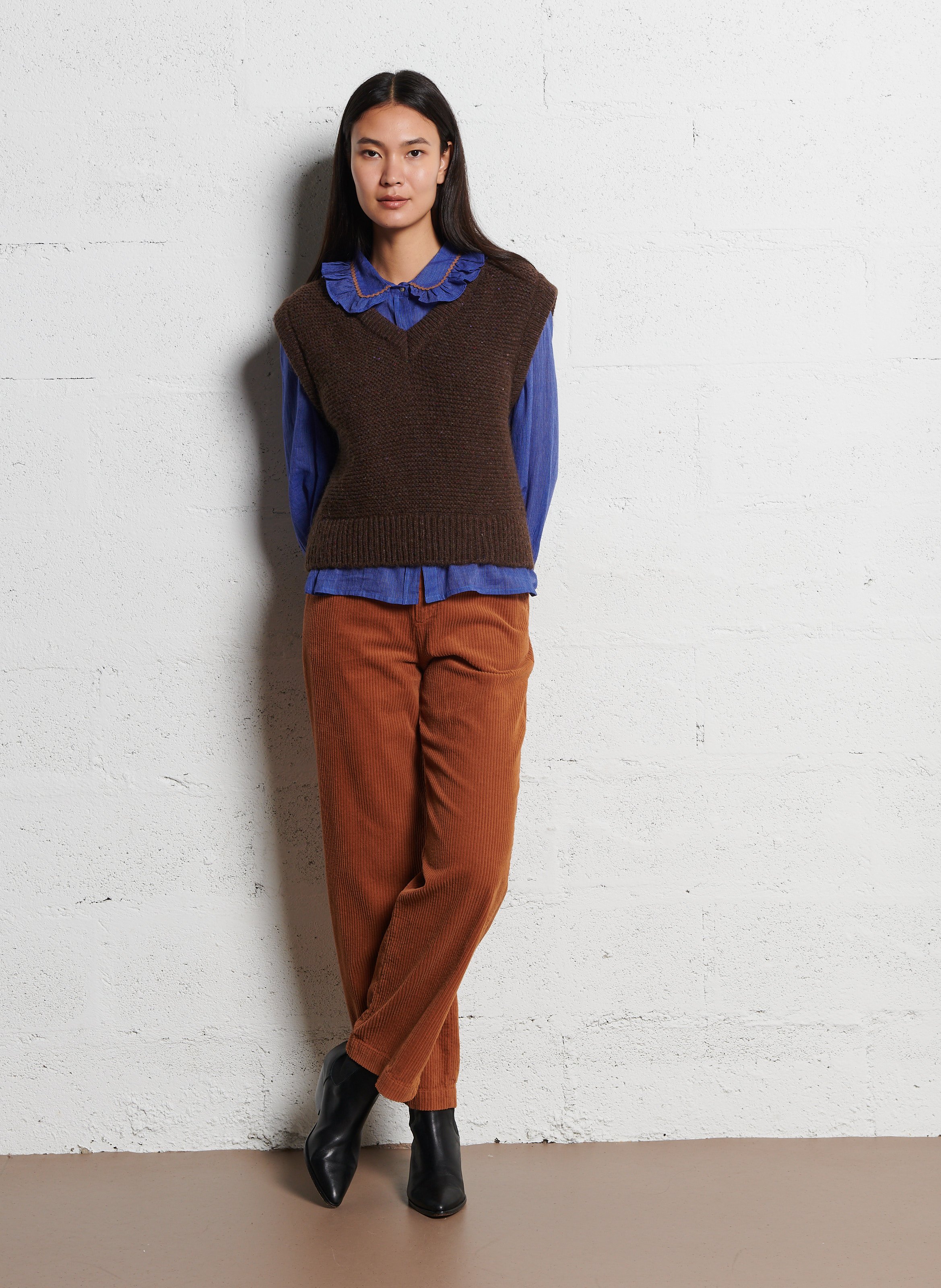 Pullunder aus Wollmix mit V-Ausschnitt EMILE ET IDA Braun