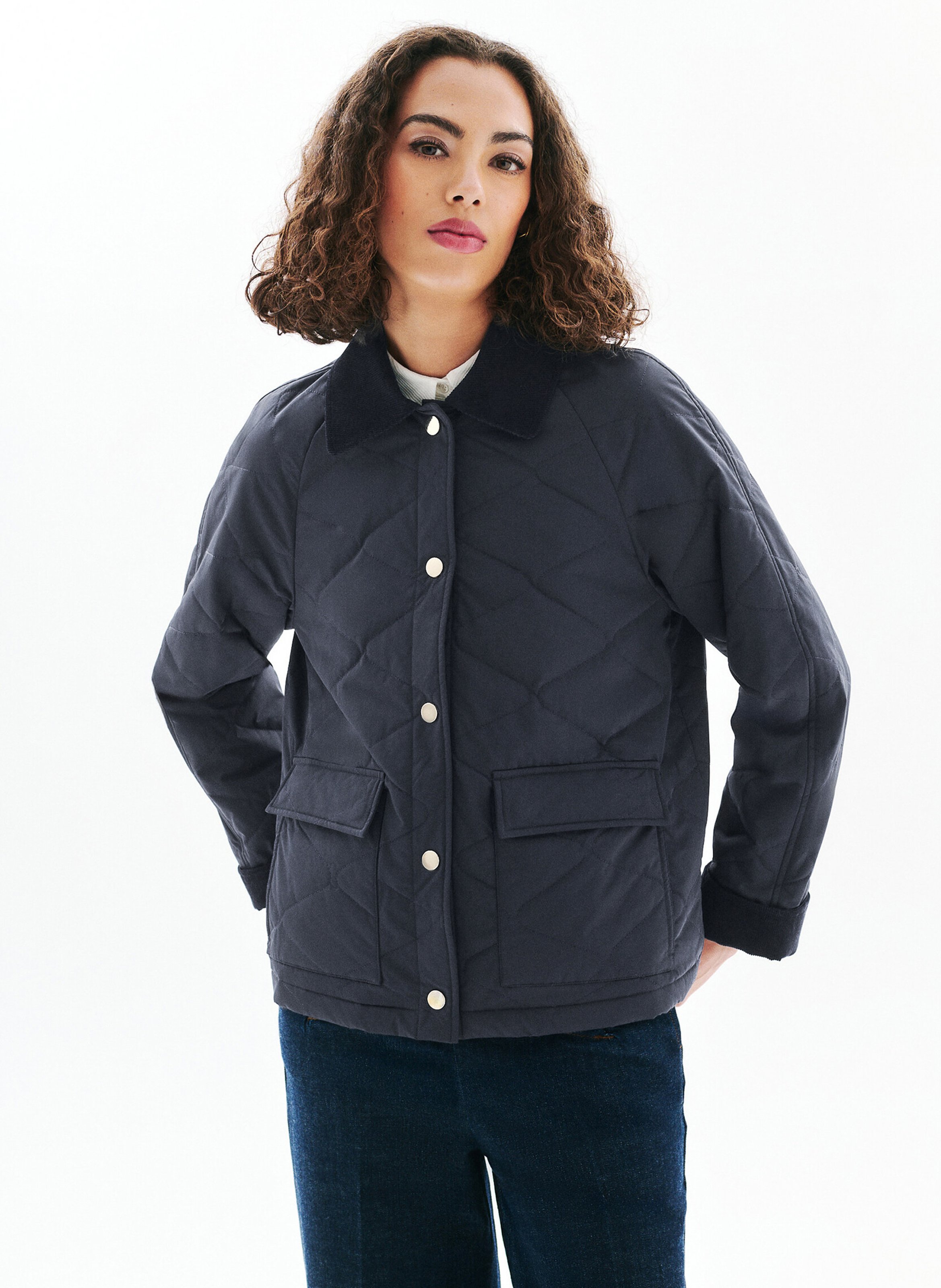Parka droite col classique matelassée CAROLL Bleu