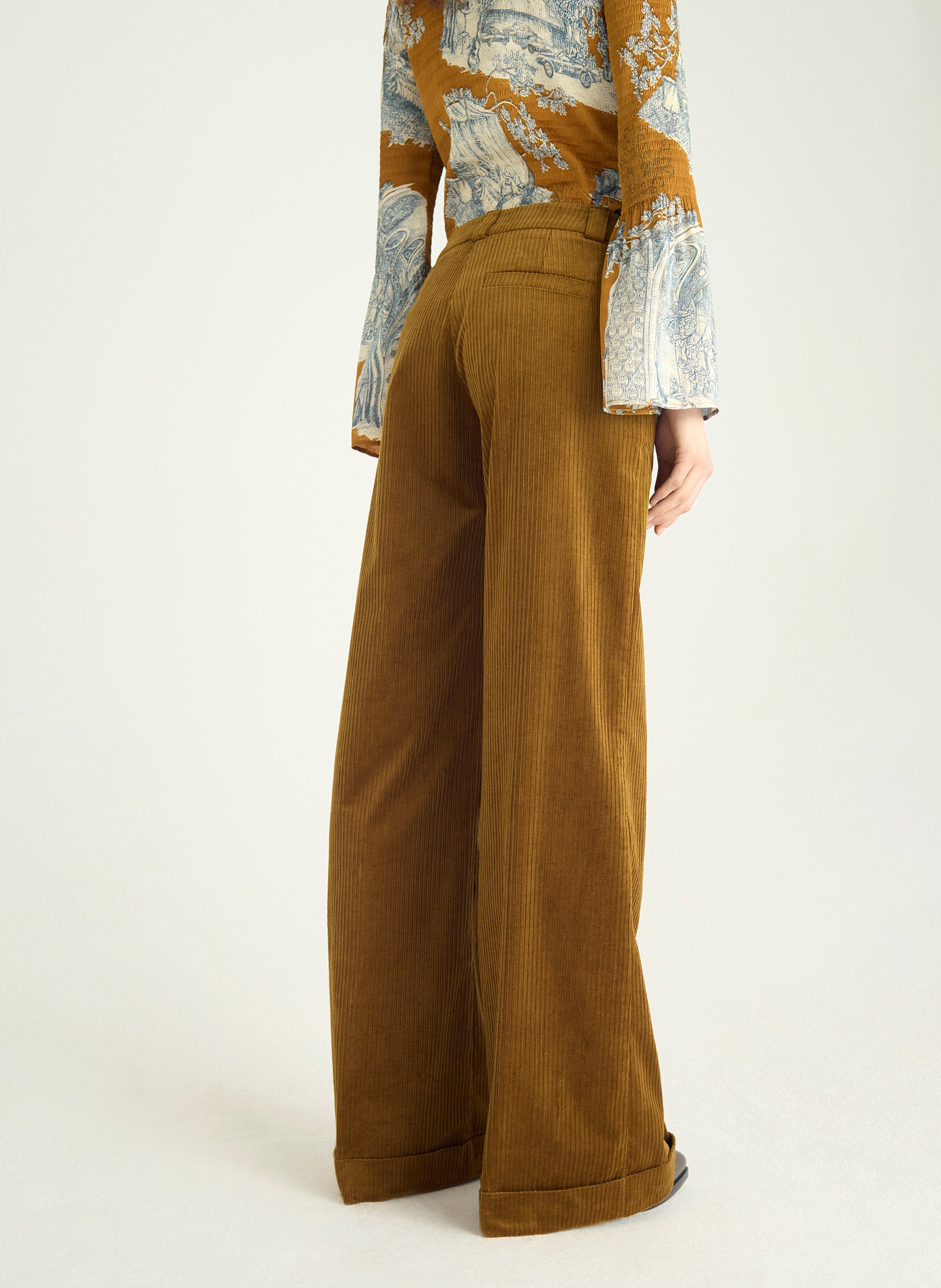 Flared corduroy pants COTELAC Brown
