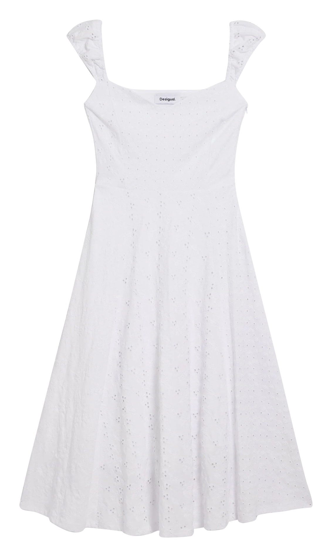 Abito midi scollato a cuore in cotone DESIGUAL Bianco