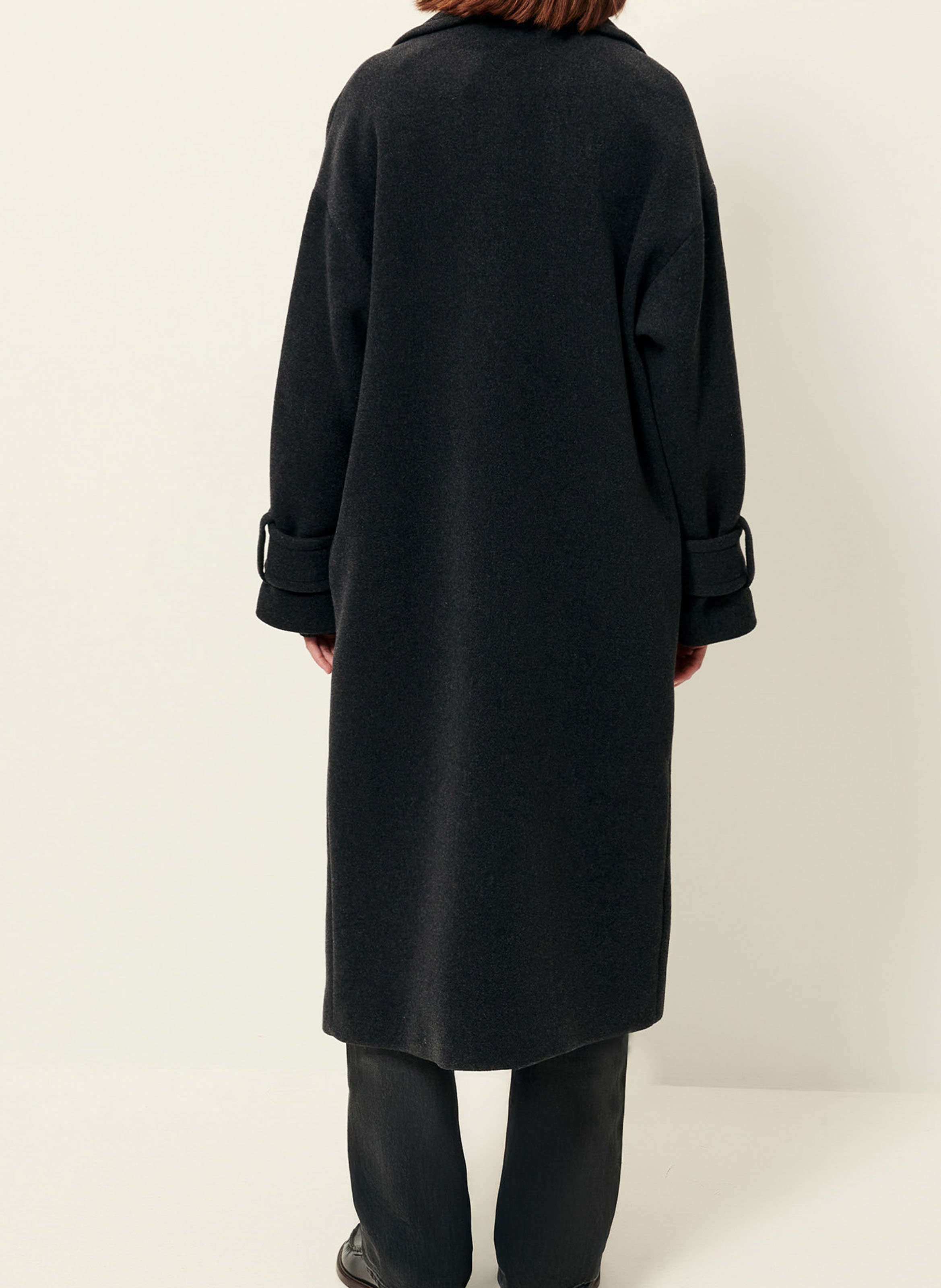 Straight-cut wool-blend coat with tailored collar SESSUN Grey