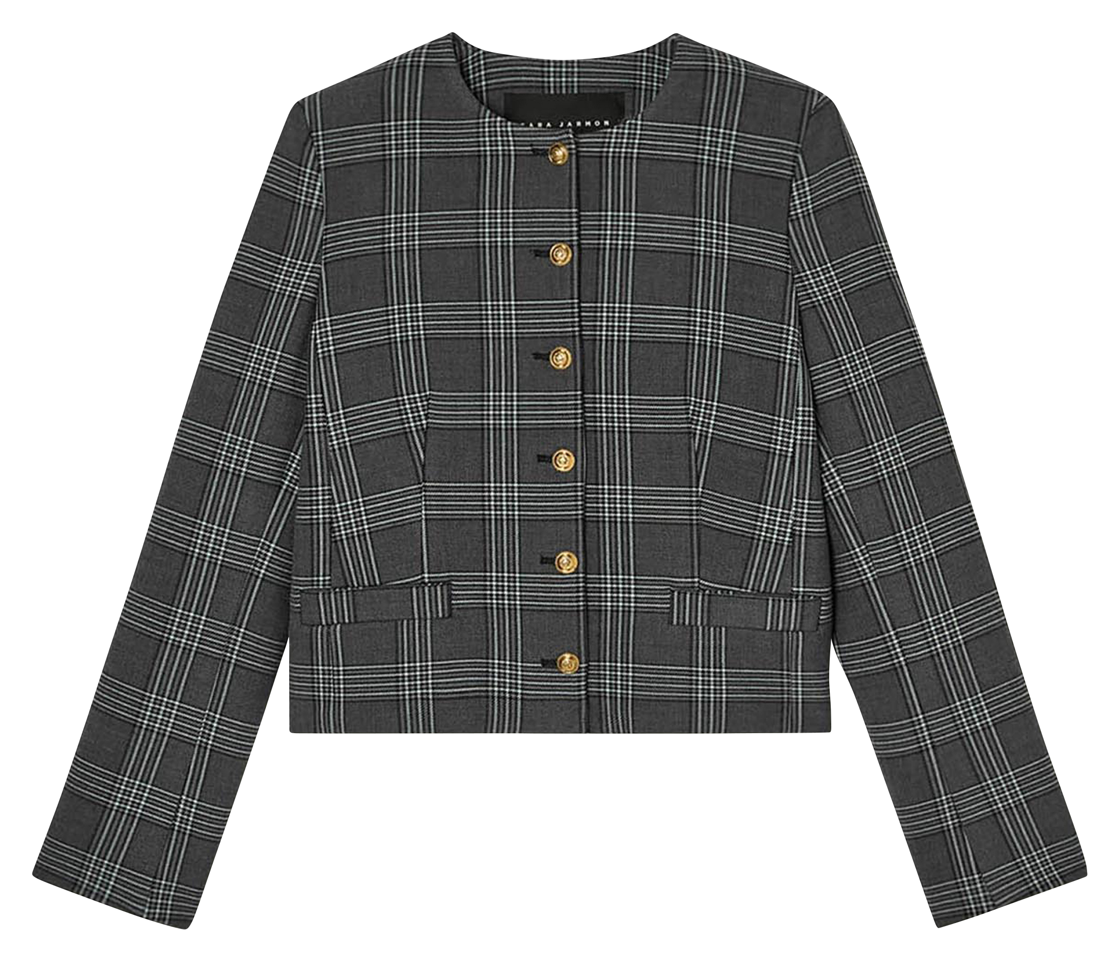 Round neck checkered print jacket TARA JARMON Grey