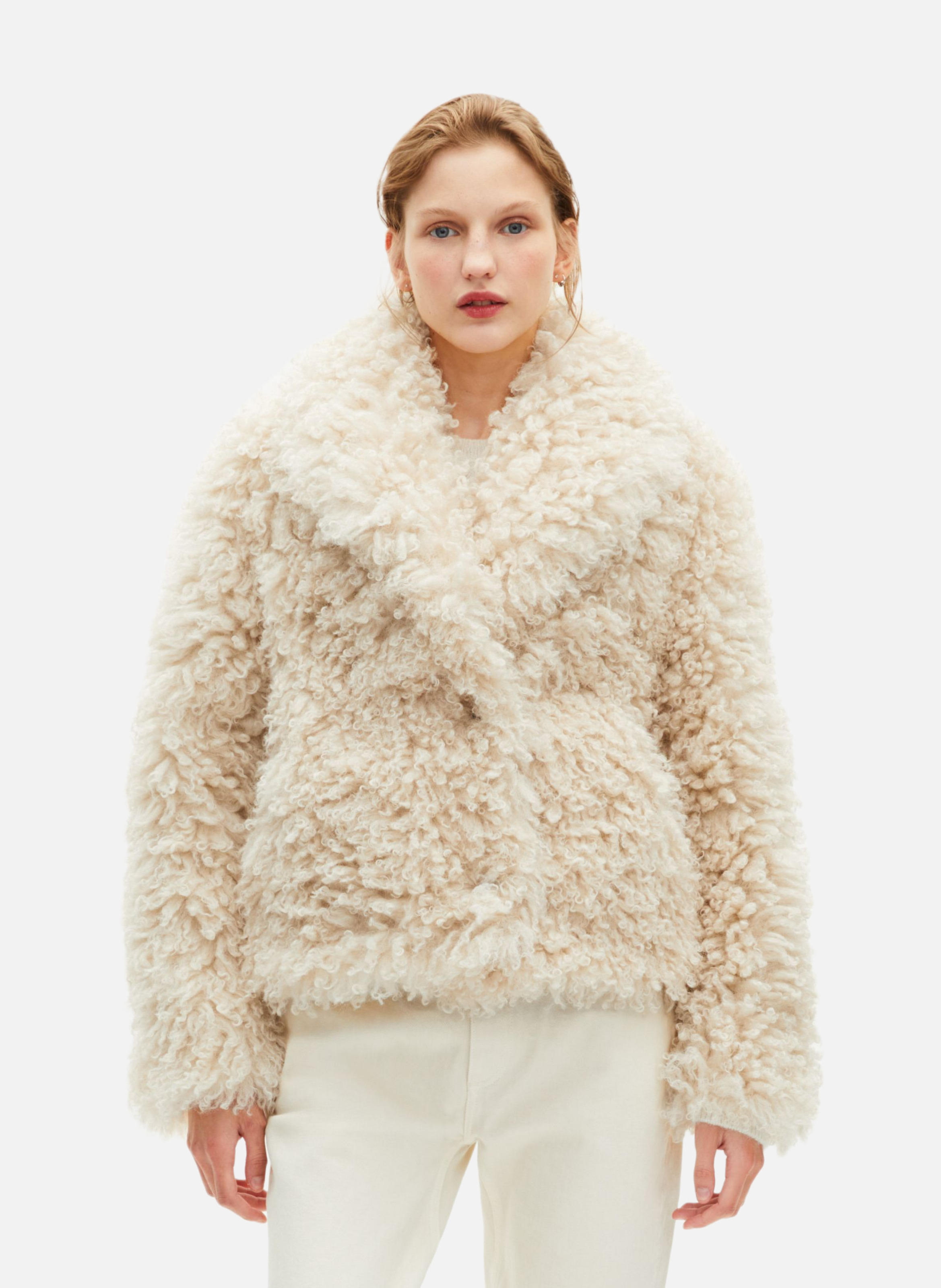 Fur-effect coat THE KOOPLES Beige