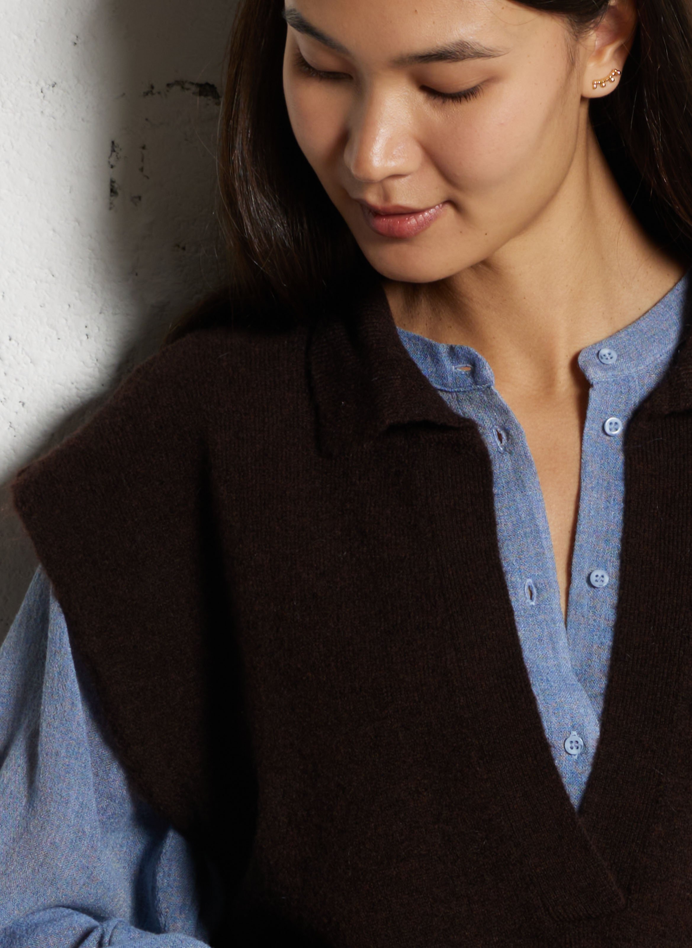 Pull col V  TINSELS Marron