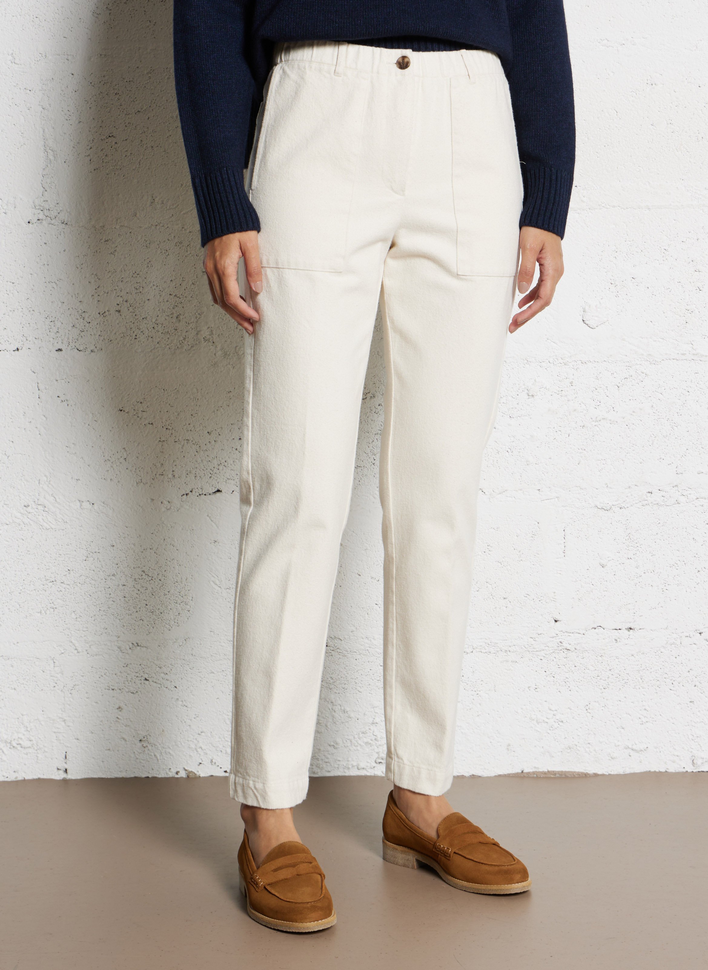 Pantalon droit en coton HARTFORD Beige