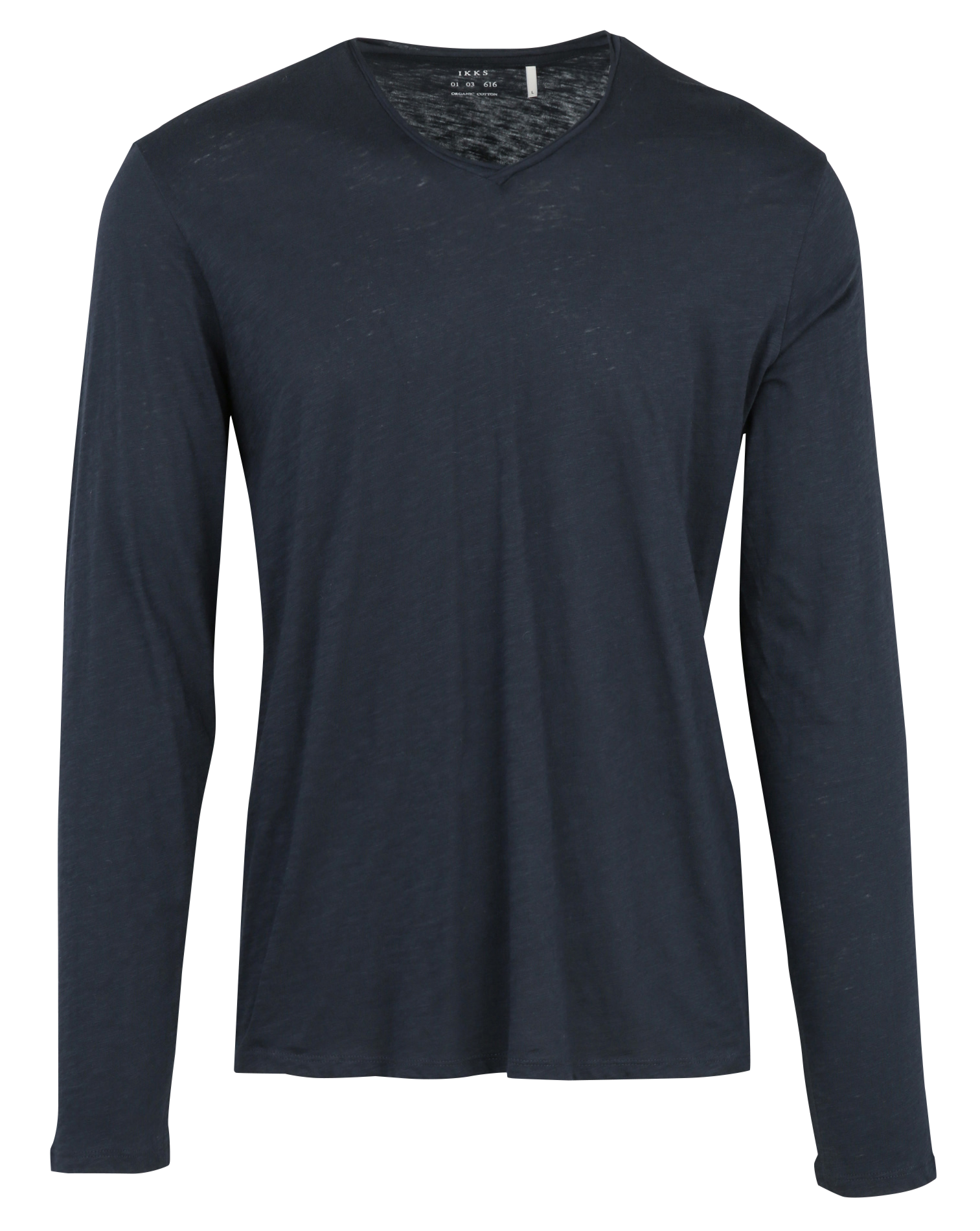 Straight V-neck cotton t-shirt IKKS Blue