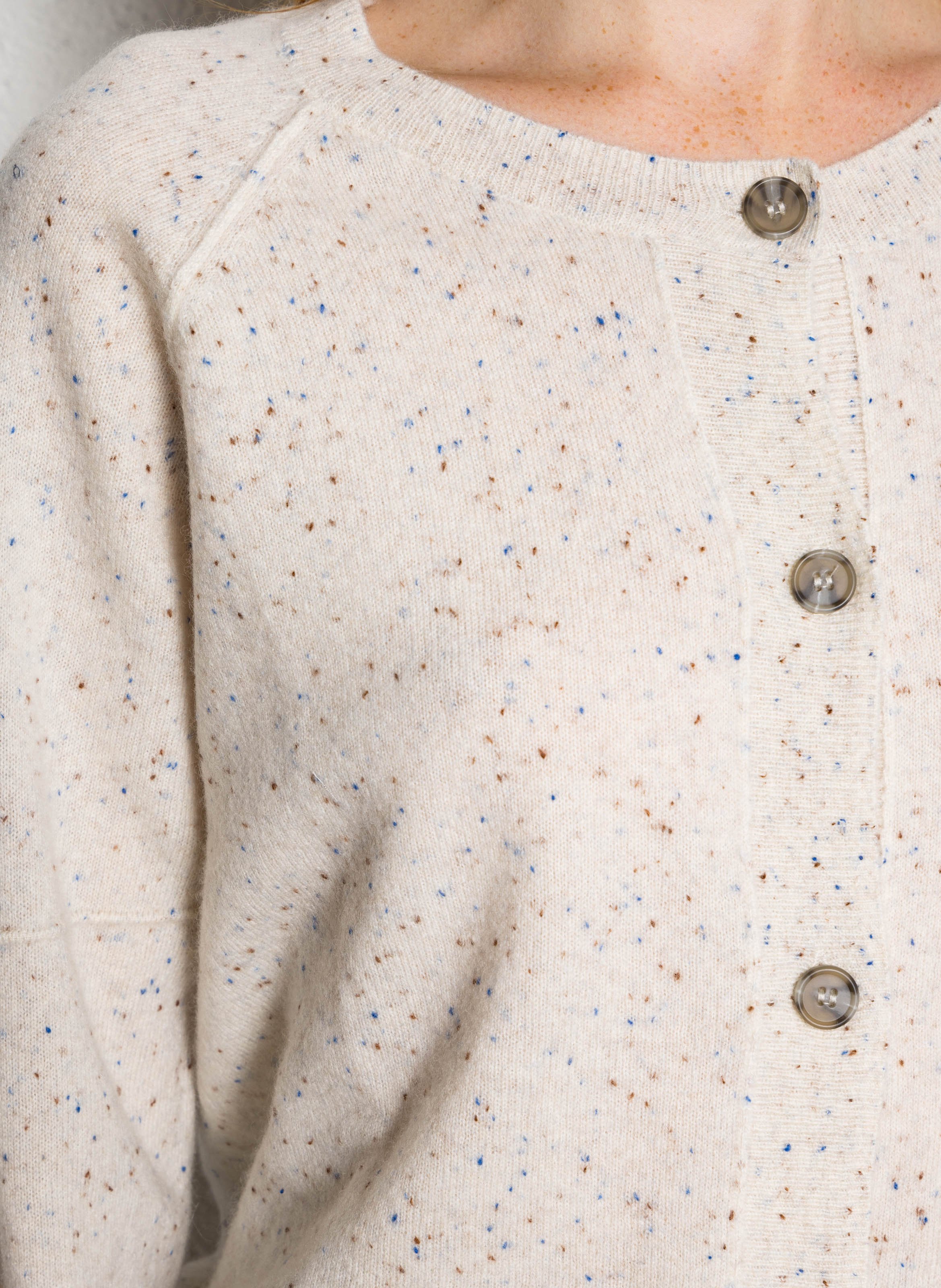 Cardigan moucheté en cachemire MAISON 123 Blanc