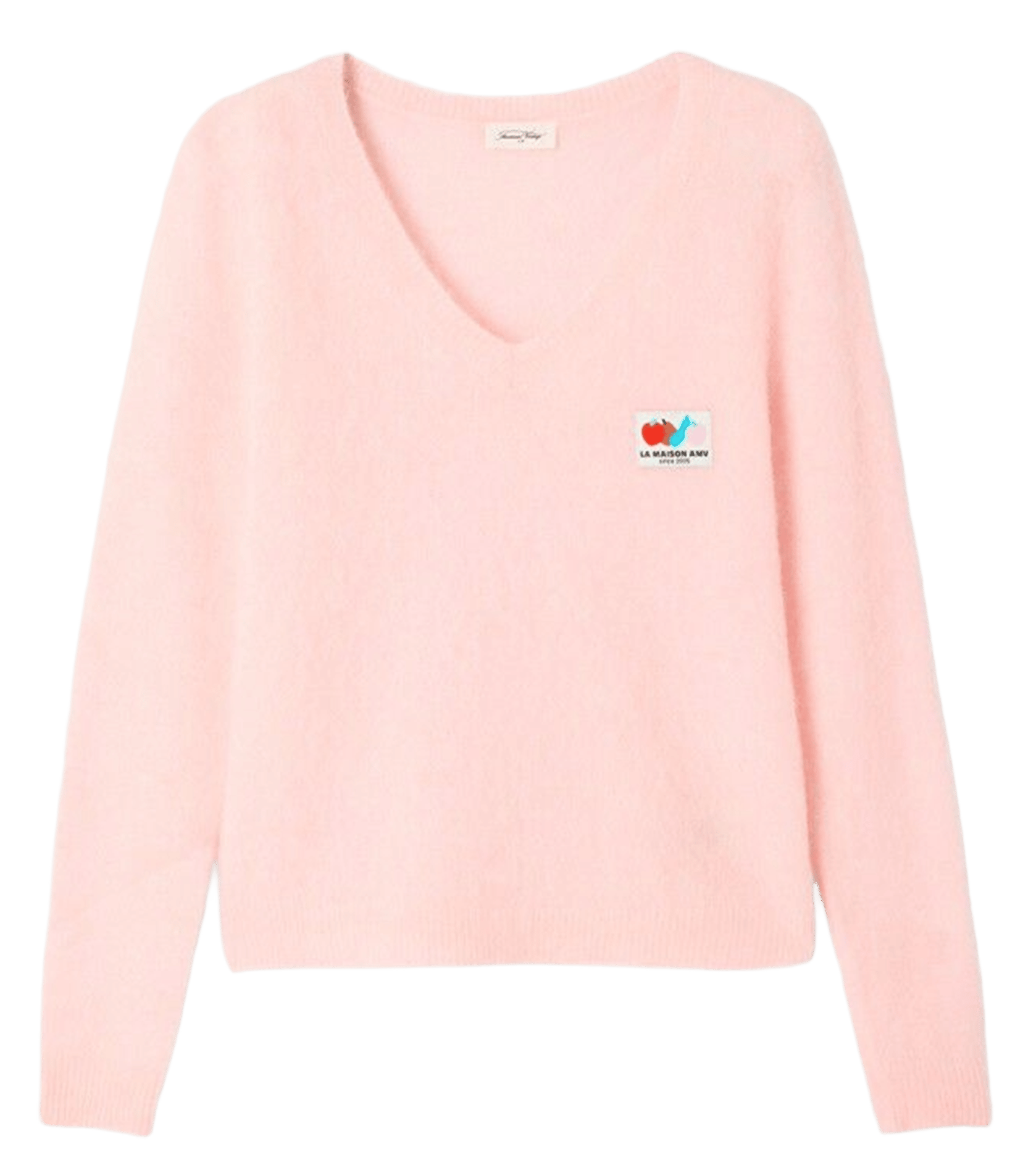Eng anliegender v-Ausschnitt-Pullover aus wollmischung Rosa