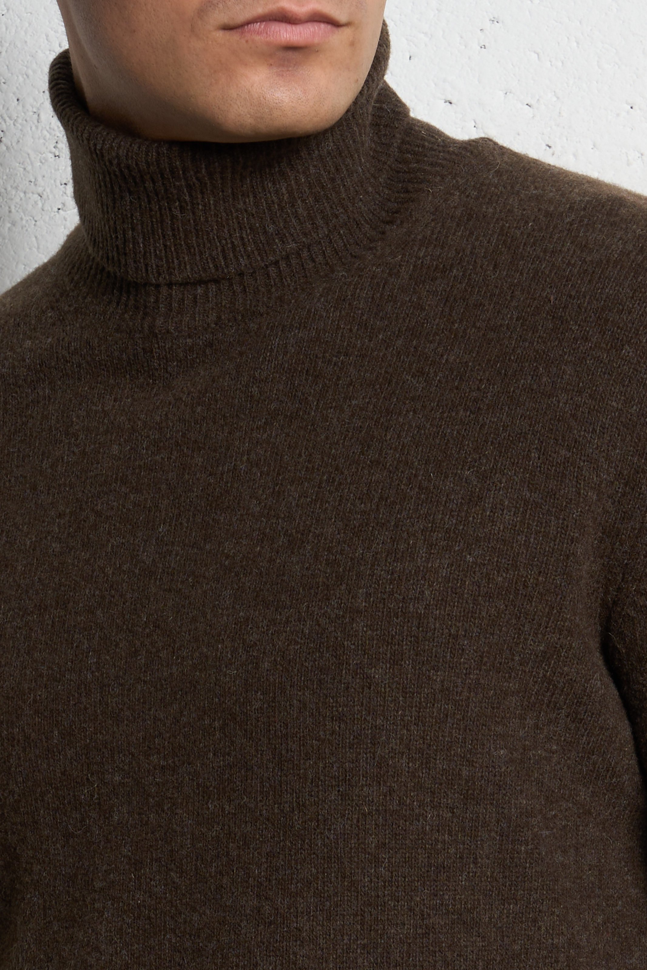 Straight wool-blend polo neck sweater CASUAL FRIDAY Brown