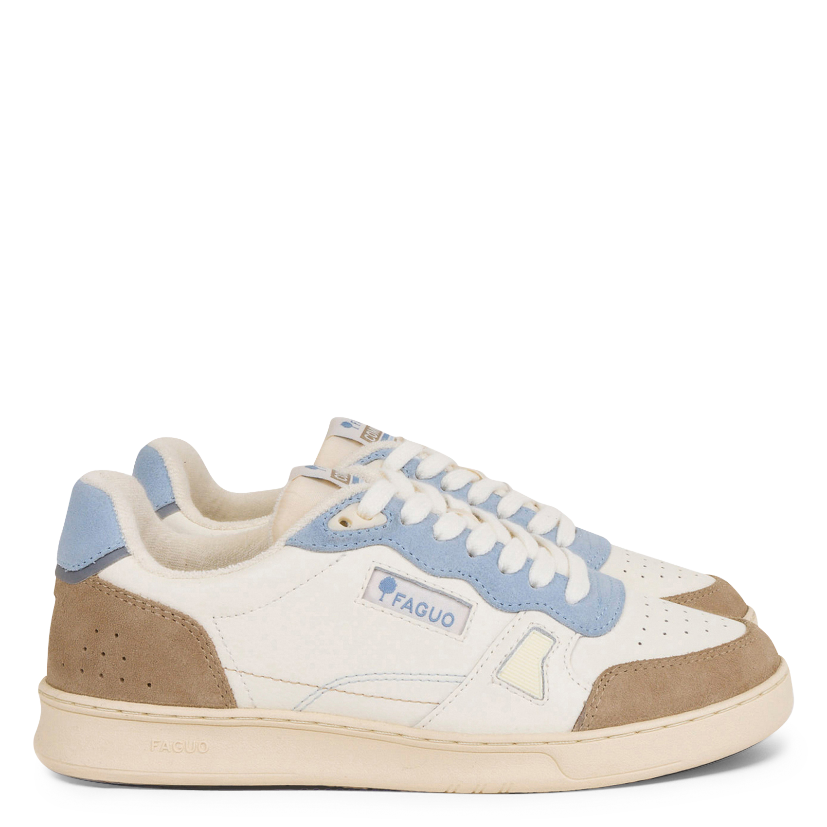 Niedrige Sneaker aus Leder-Mix FAGUO Beige