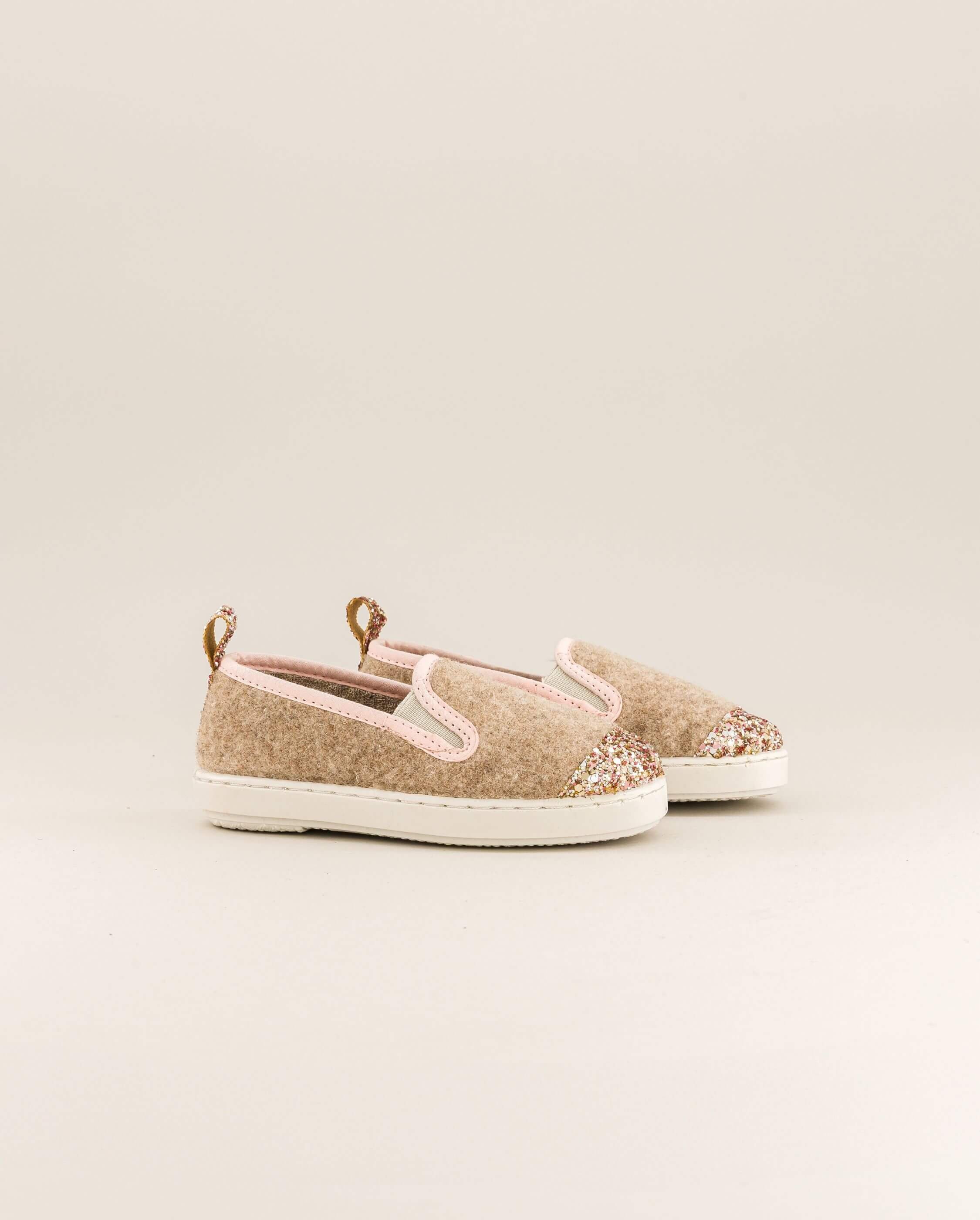 Child wool slipper, sand glitter ANGARDE Beige