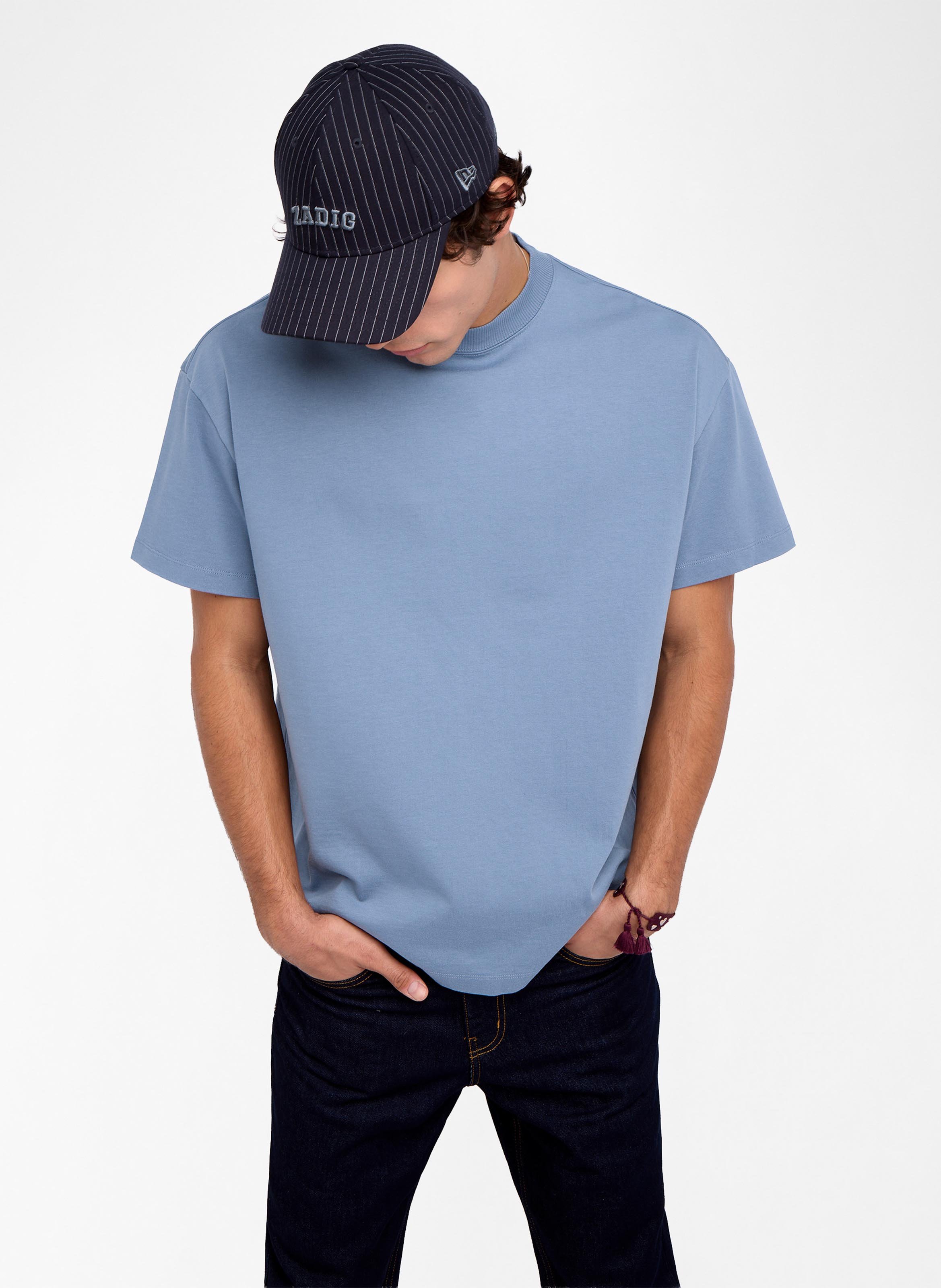 Straight-cut printed cotton T-shirt with round neck ZADIG&VOLTAIRE Blue