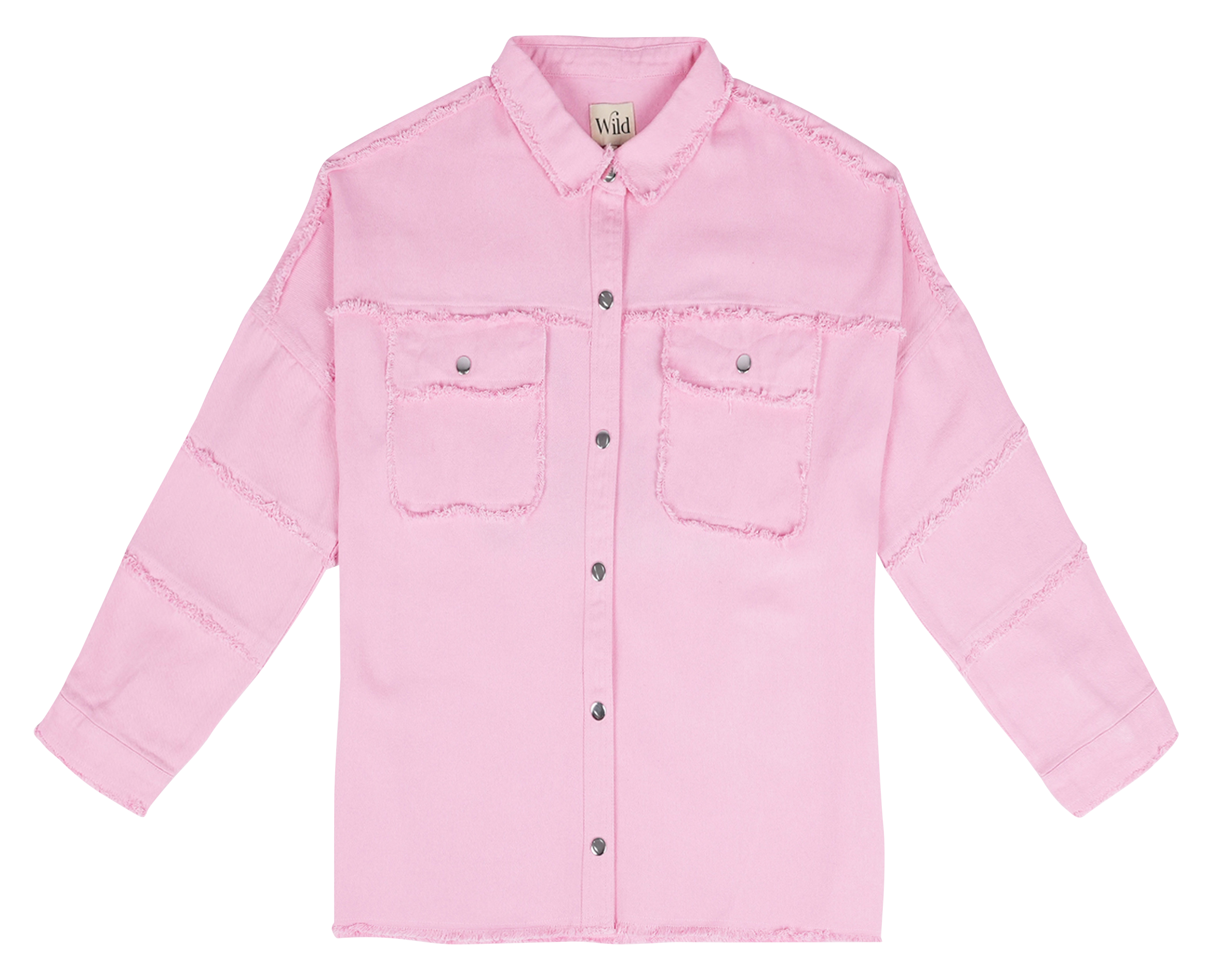 Straight cotton jacket with classic collar WILD Pink
