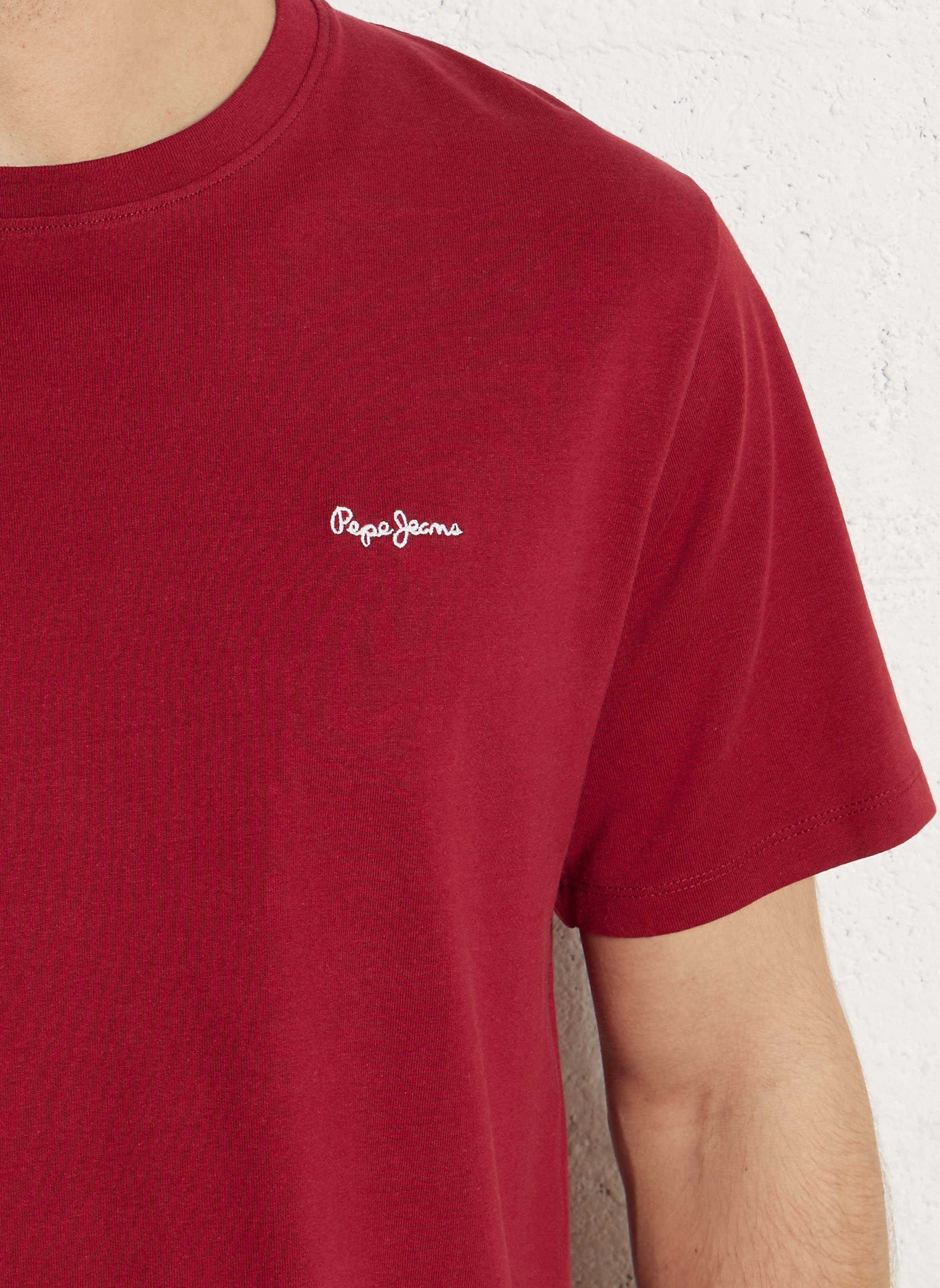 Camiseta de algodón cuello redondo PEPE JEANS Rojo