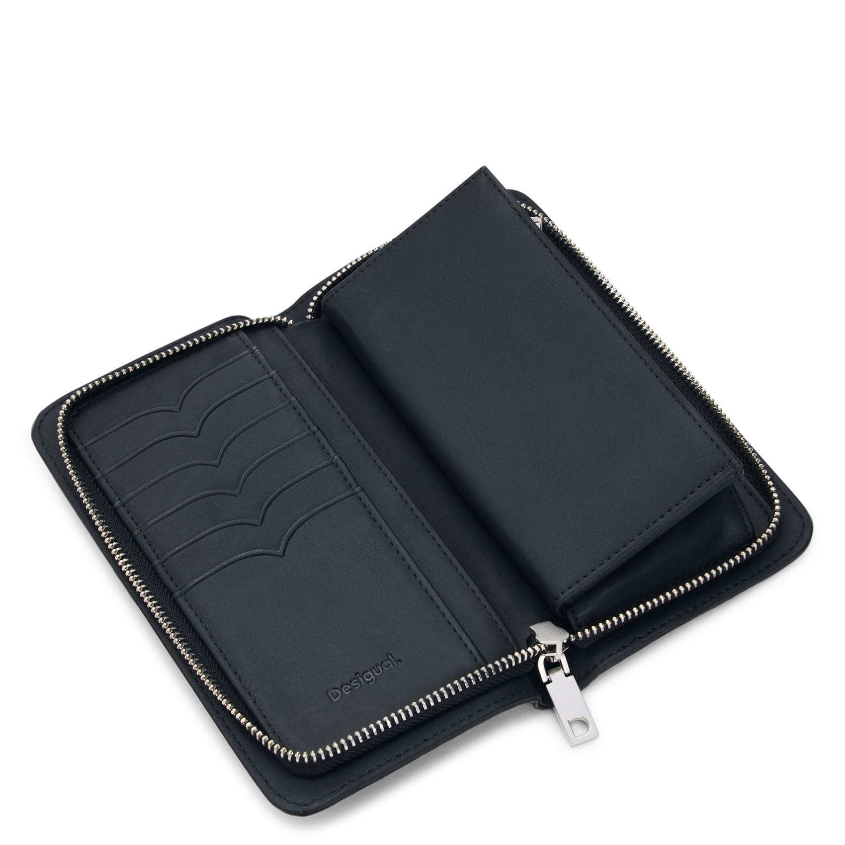 Geldbörse mit Stickereien und Reißverschluss DESIGUAL Schwarz