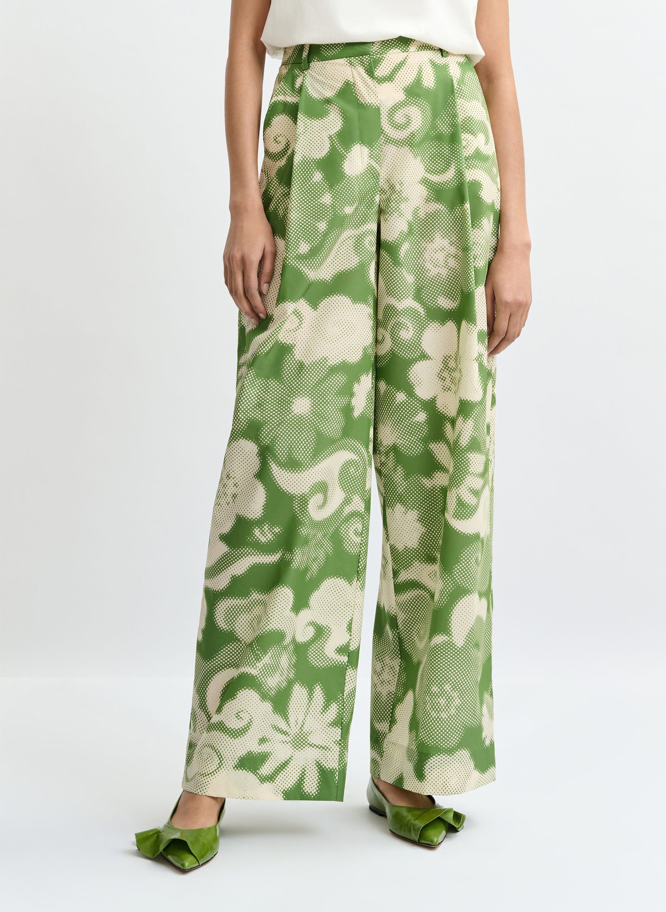 Pantalon large imprimé ESSENTIEL ANTWERP Vert