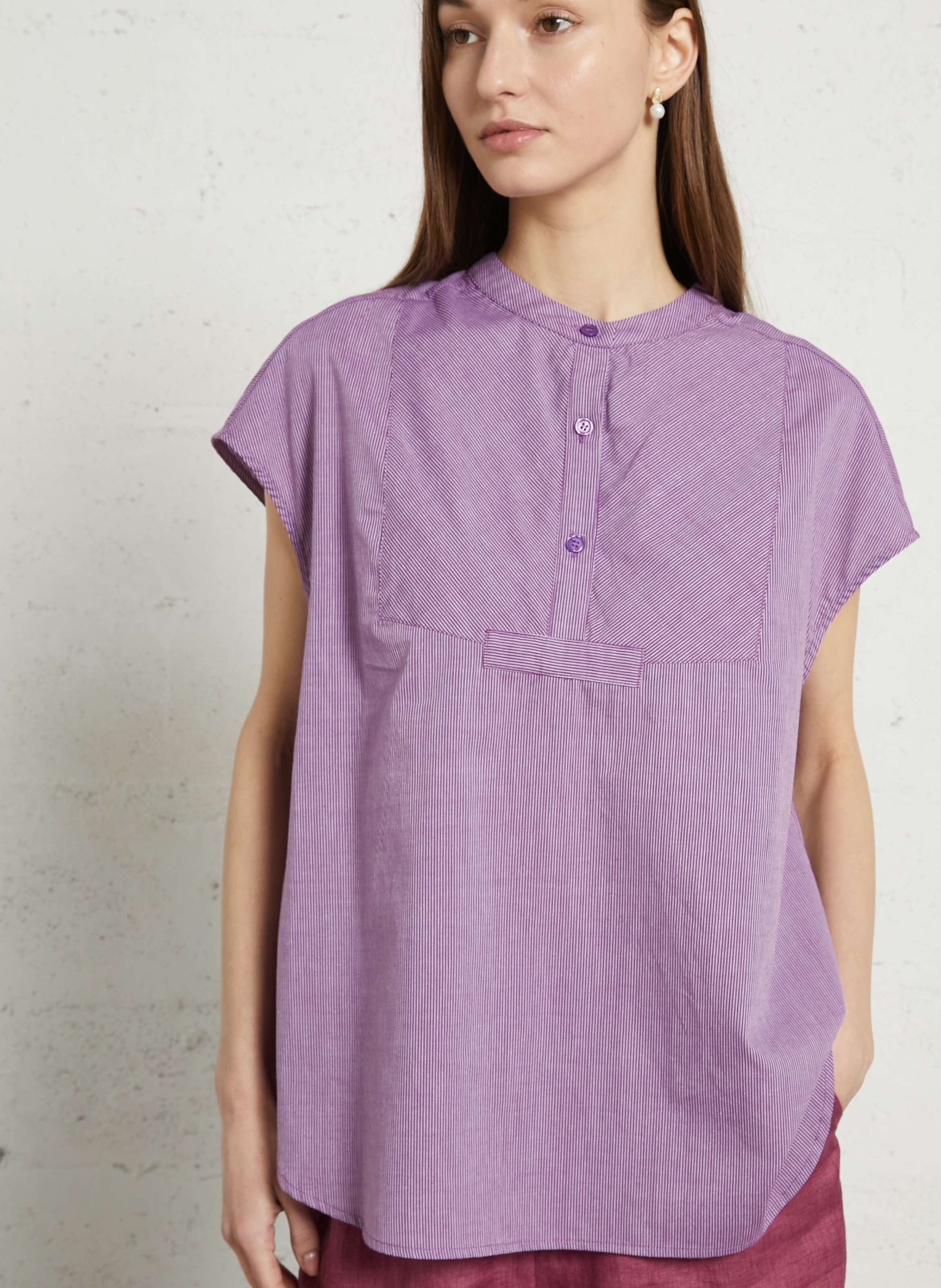 Top ample à rayures fines en coton SEE U SOON Violet