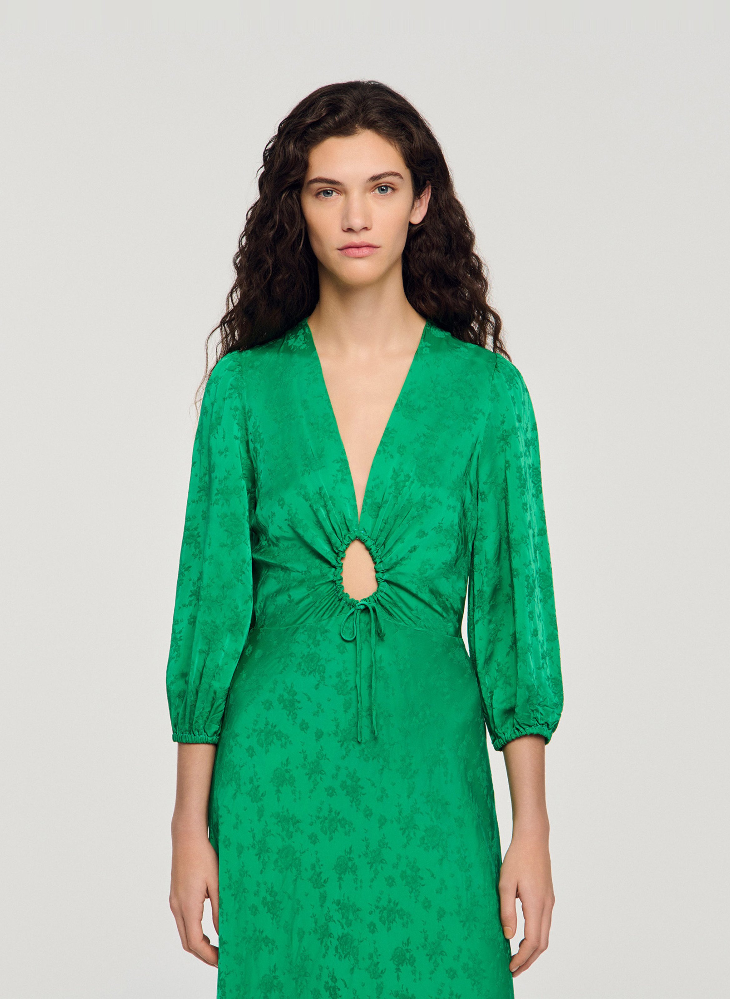 Robe longue décolleté  SANDRO Vert