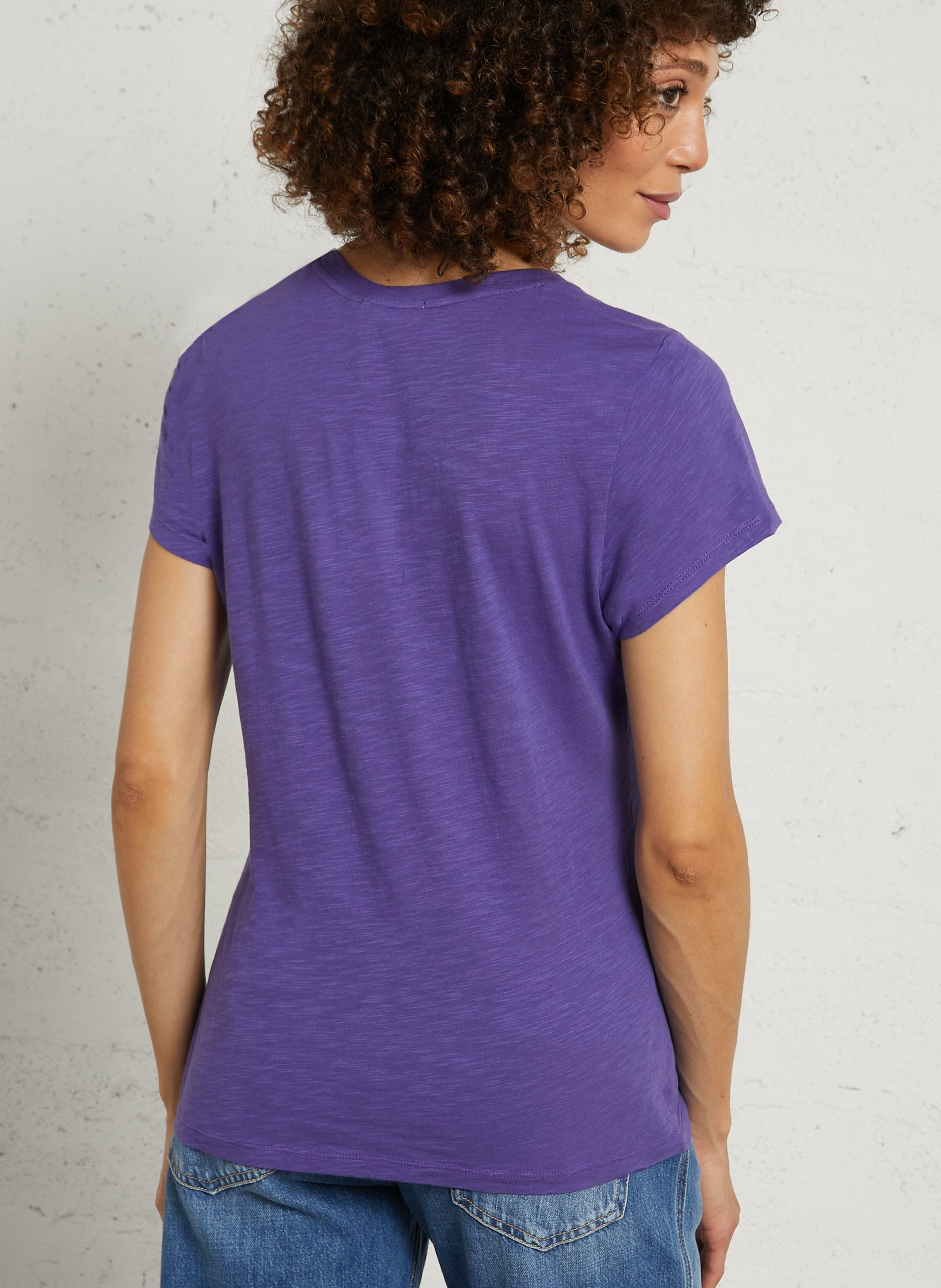 Tee-shirt col rond en coton mélangé AMERICAN VINTAGE Violet