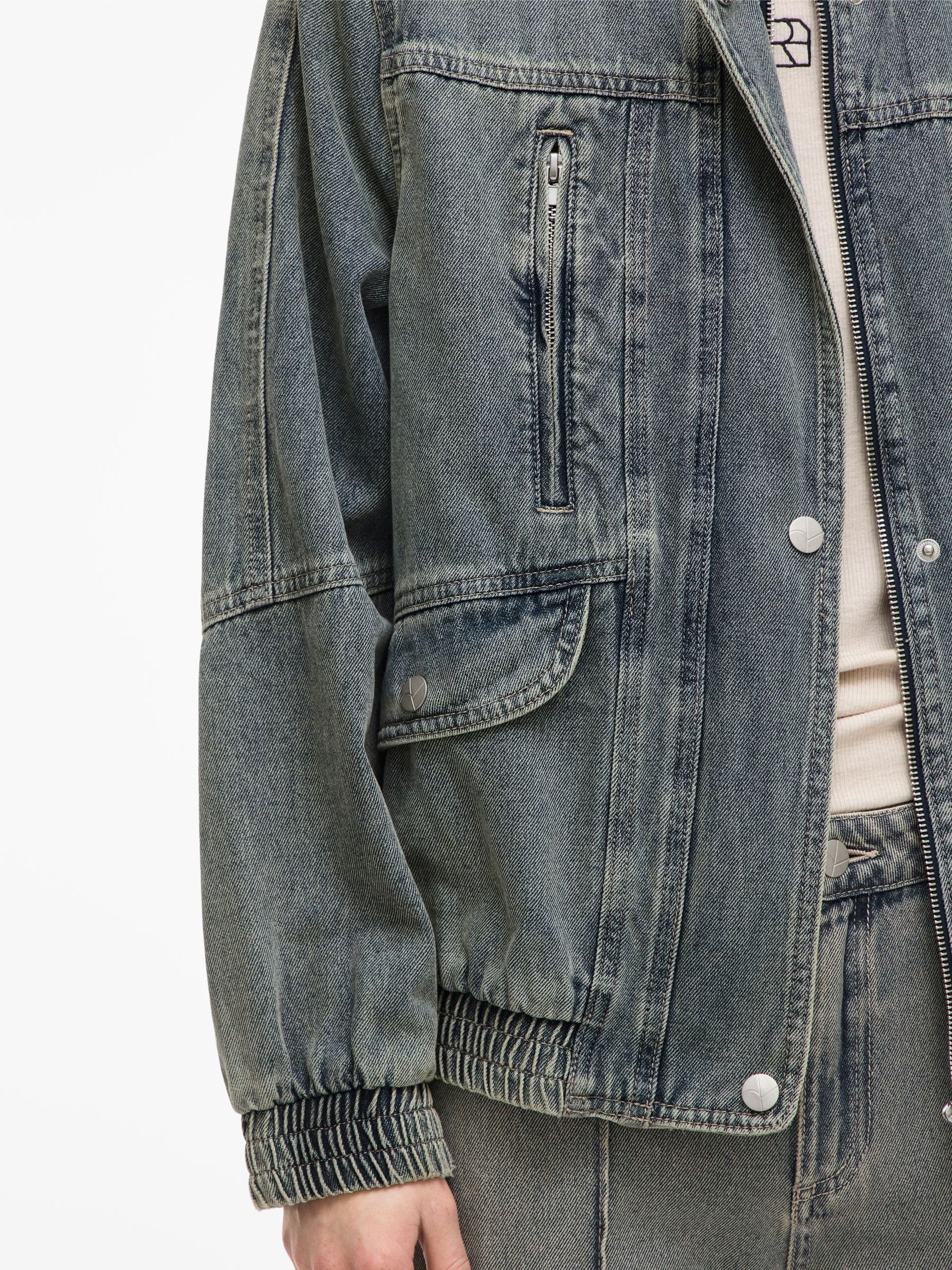 Oversized high-neck jacket in cotton and recycled cotton ROUGE EDIT Blue