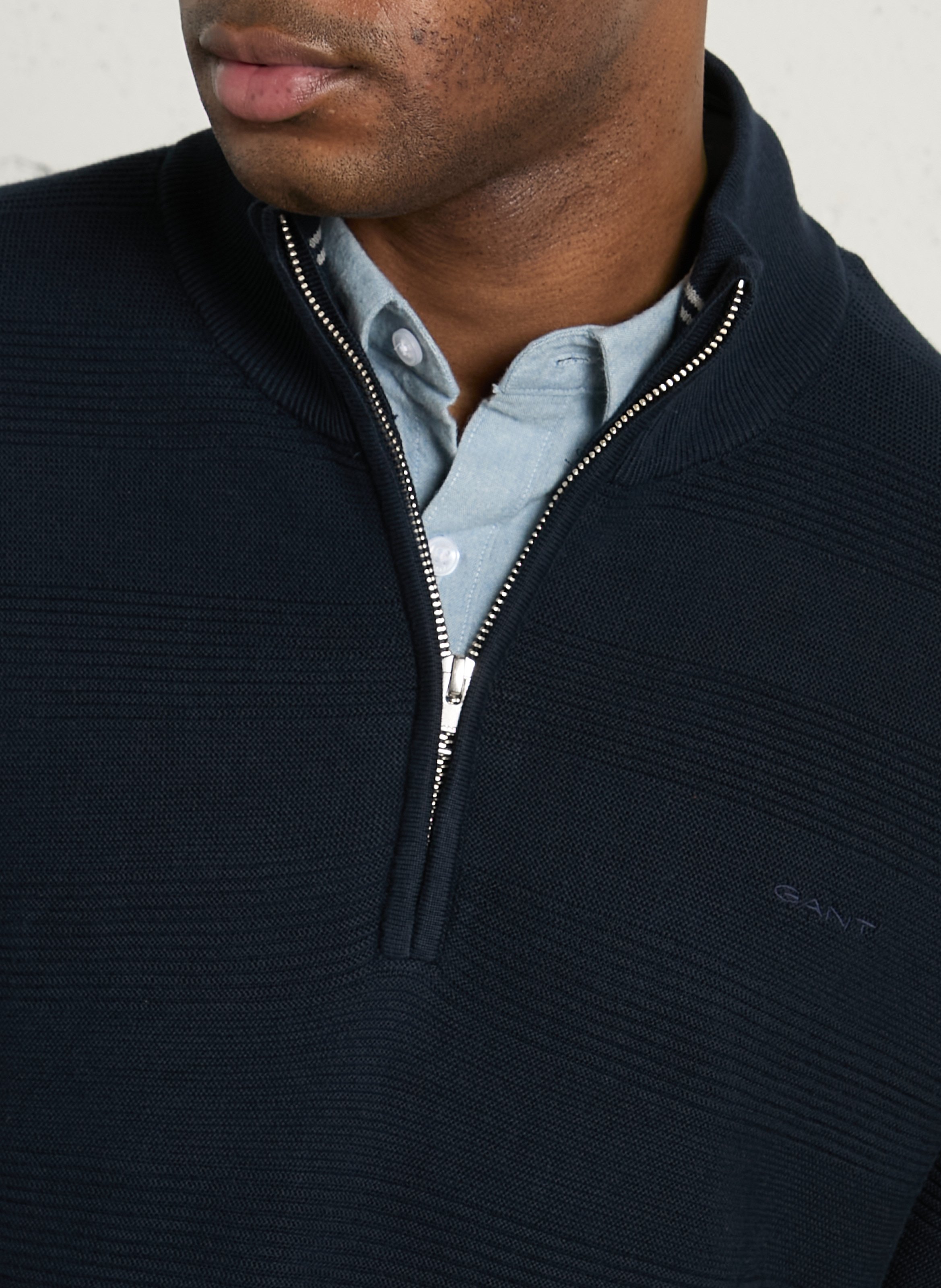 Pull droit col camionneur en coton GANT Bleu