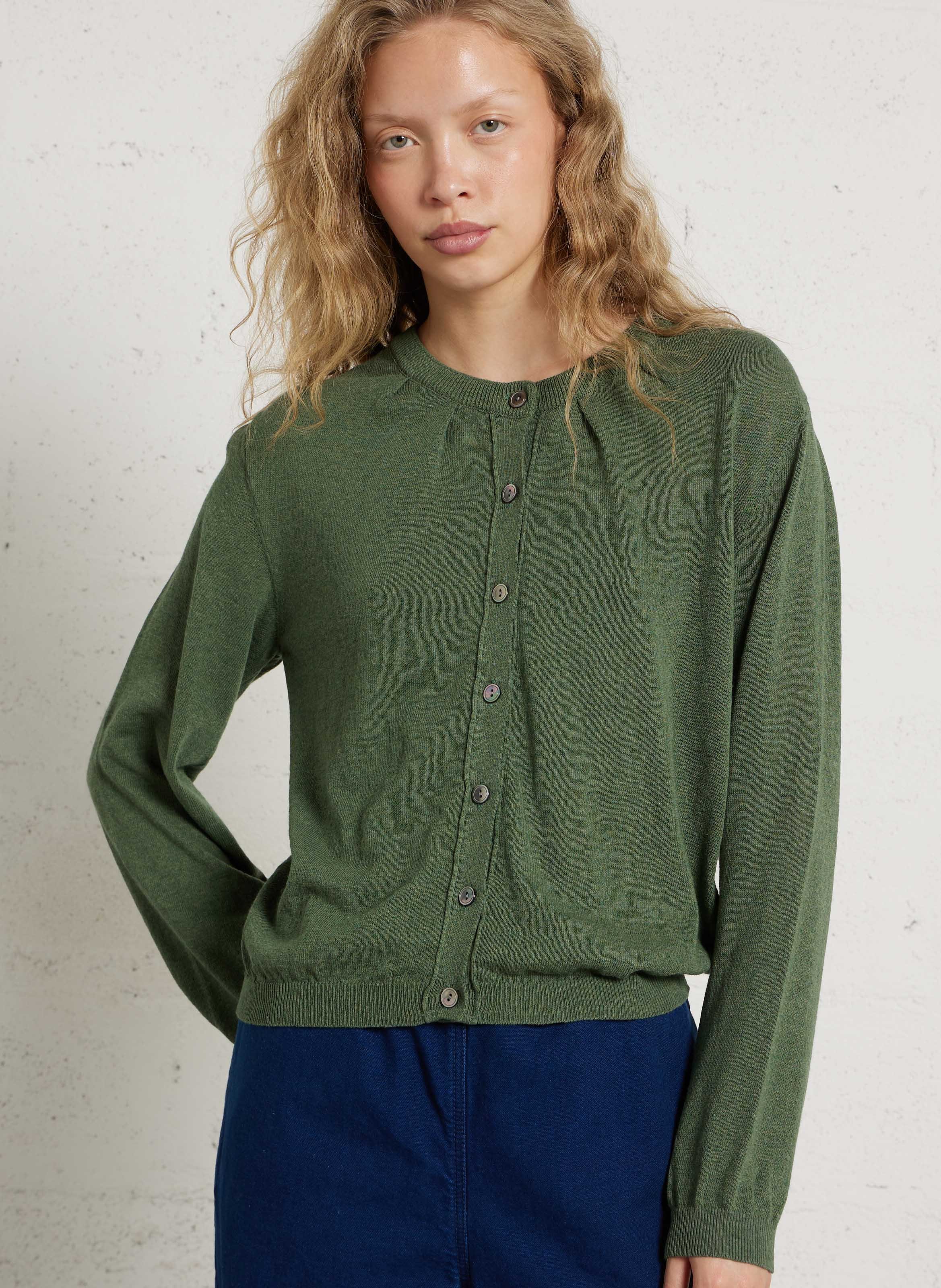 Gilet oversize col rond BELLEROSE Vert