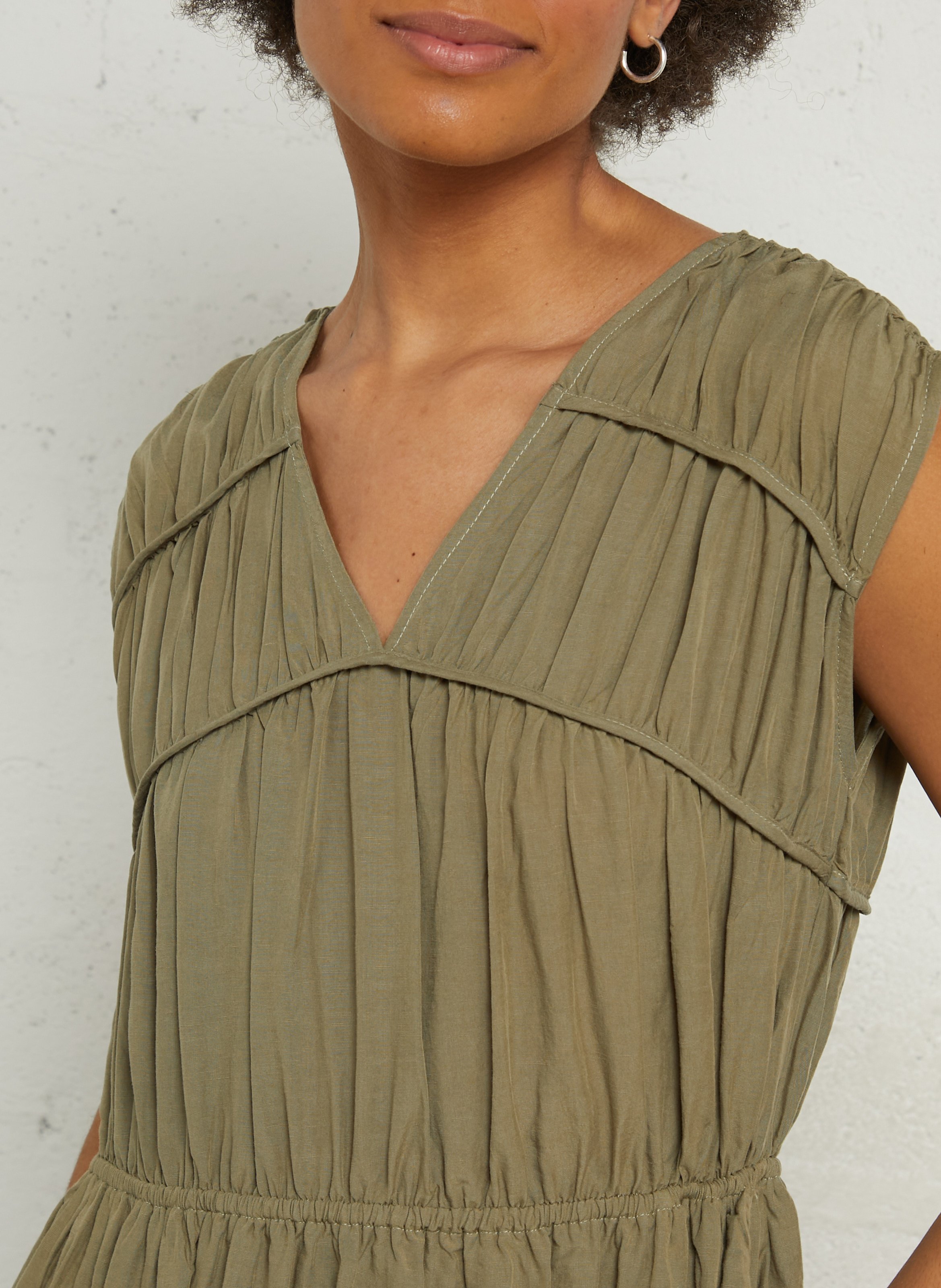 Long V-neck dress THE KORNER Khaki