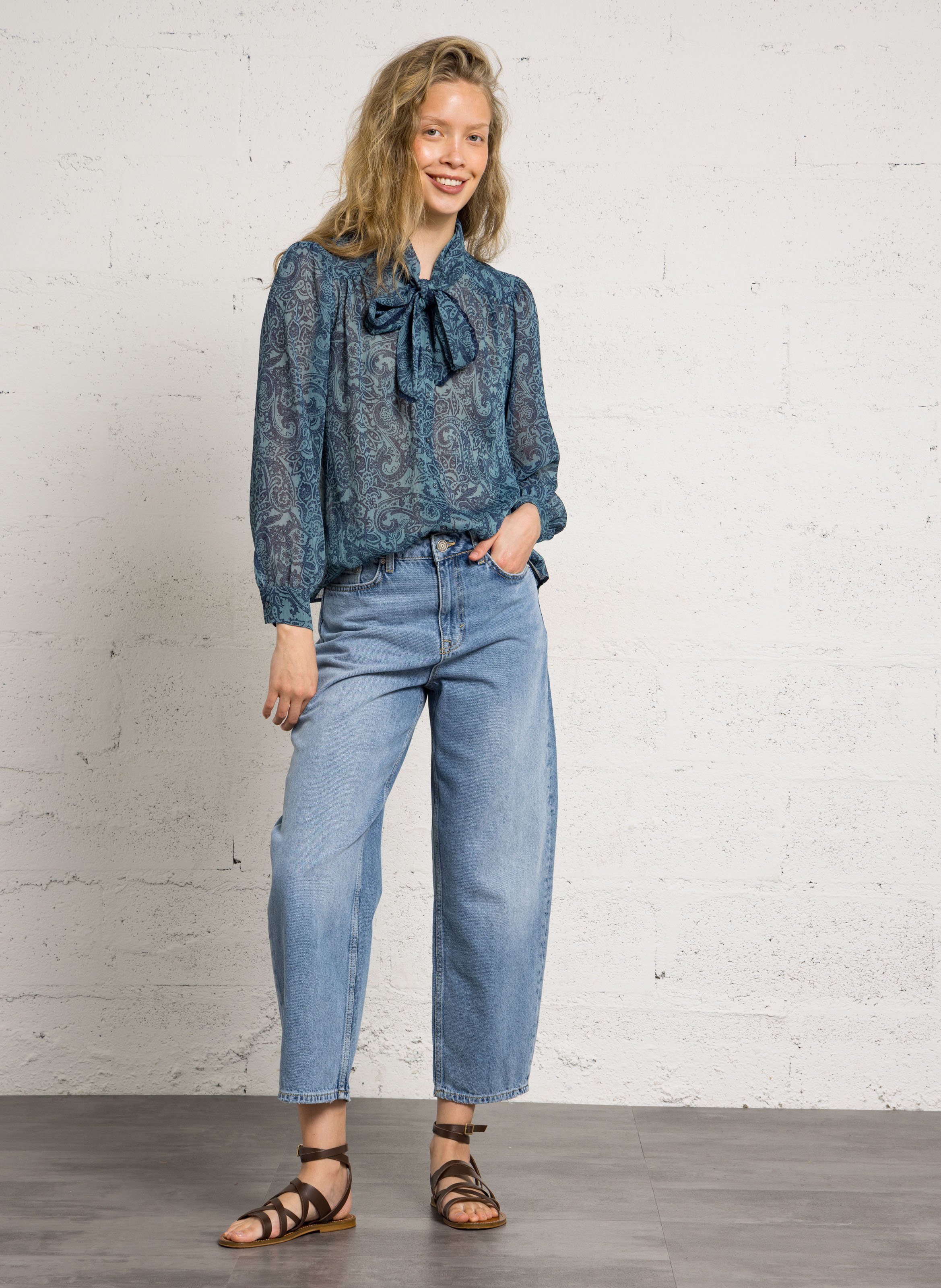 Blouse imprimée col rond  SUD EXPRESS Bleu
