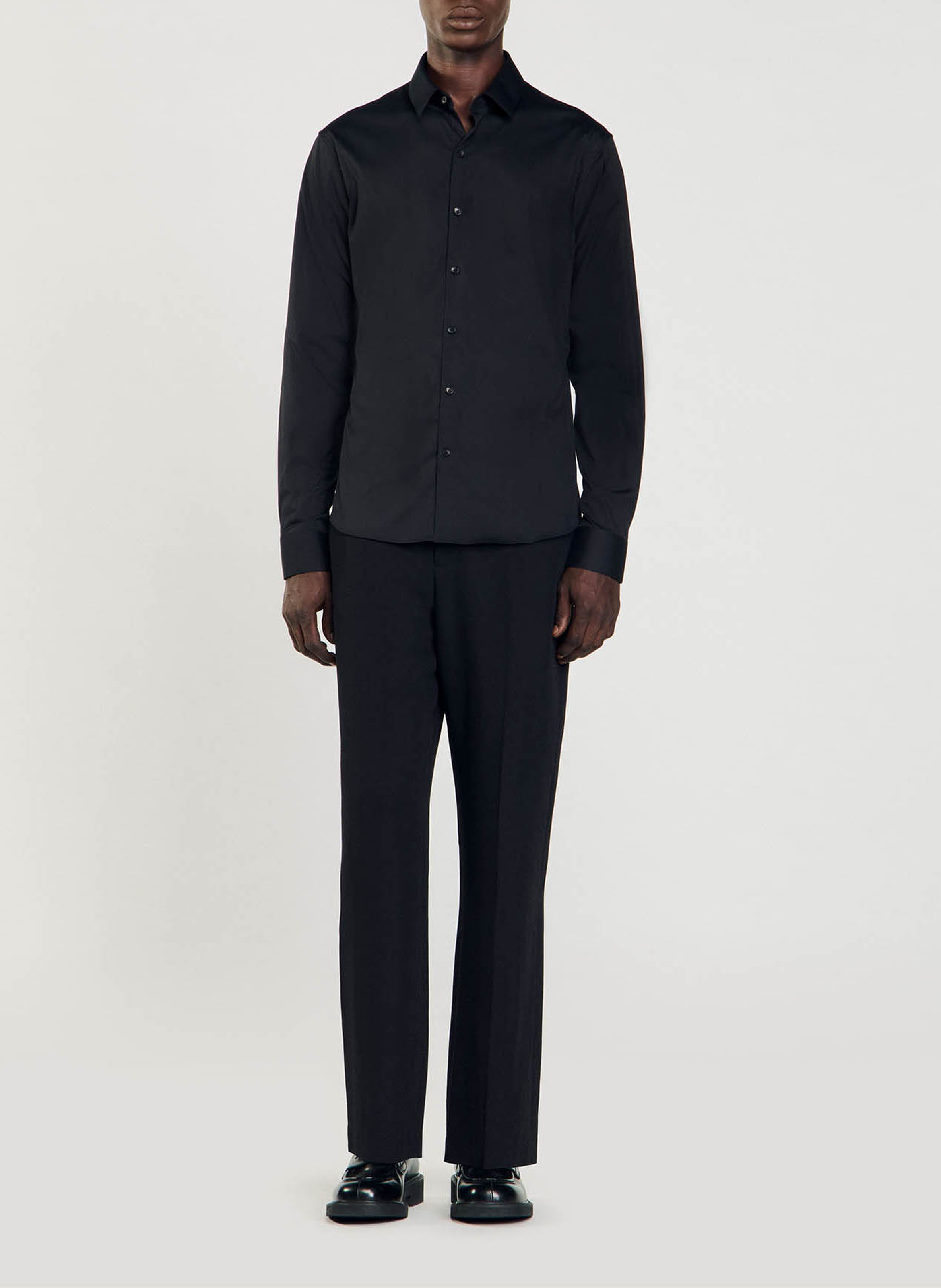 Slim-fit overhemd van stretchkatoen SANDRO Zwart