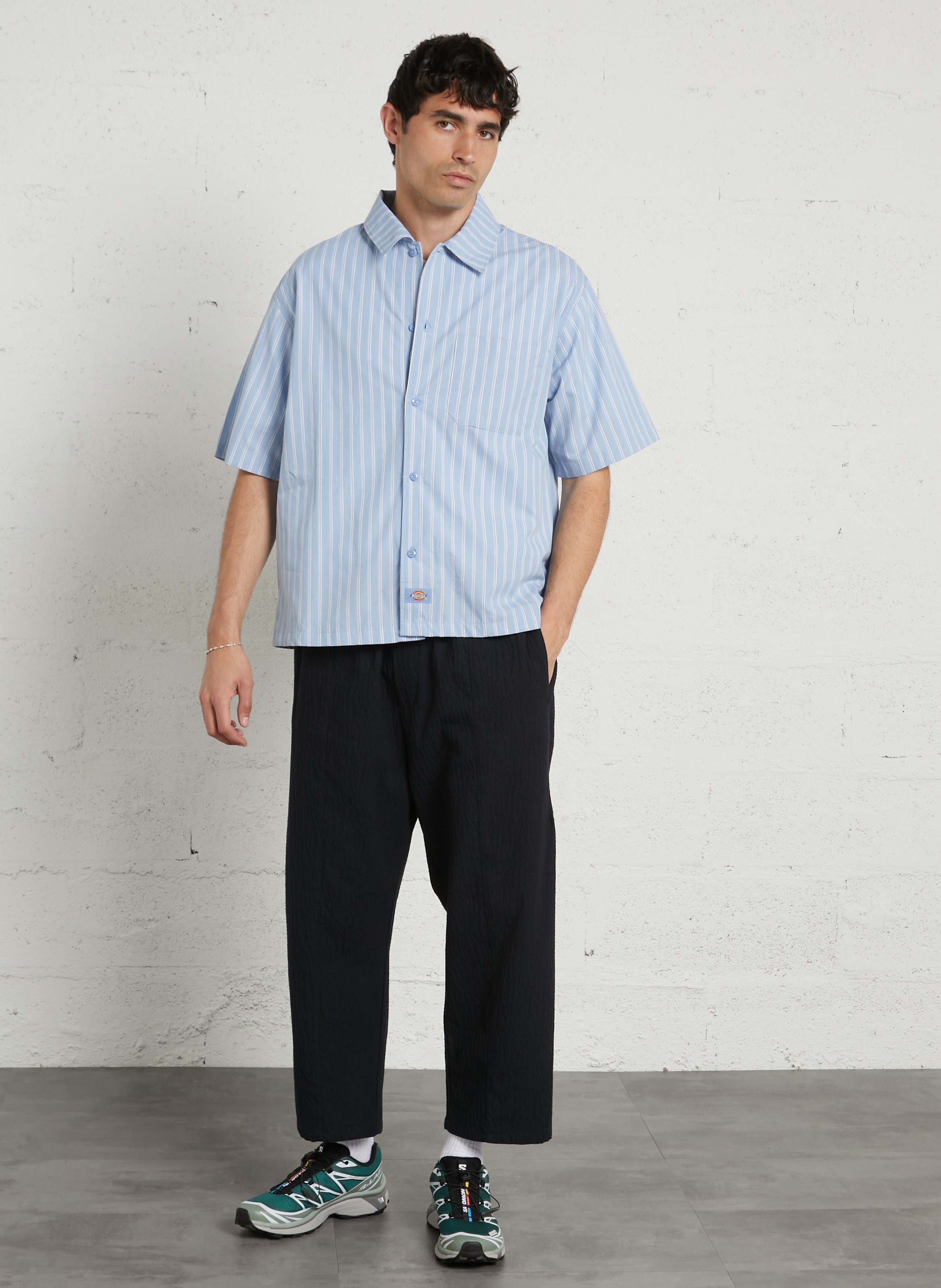 Chemise regular-fit col classique à rayures DICKIES Bleu
